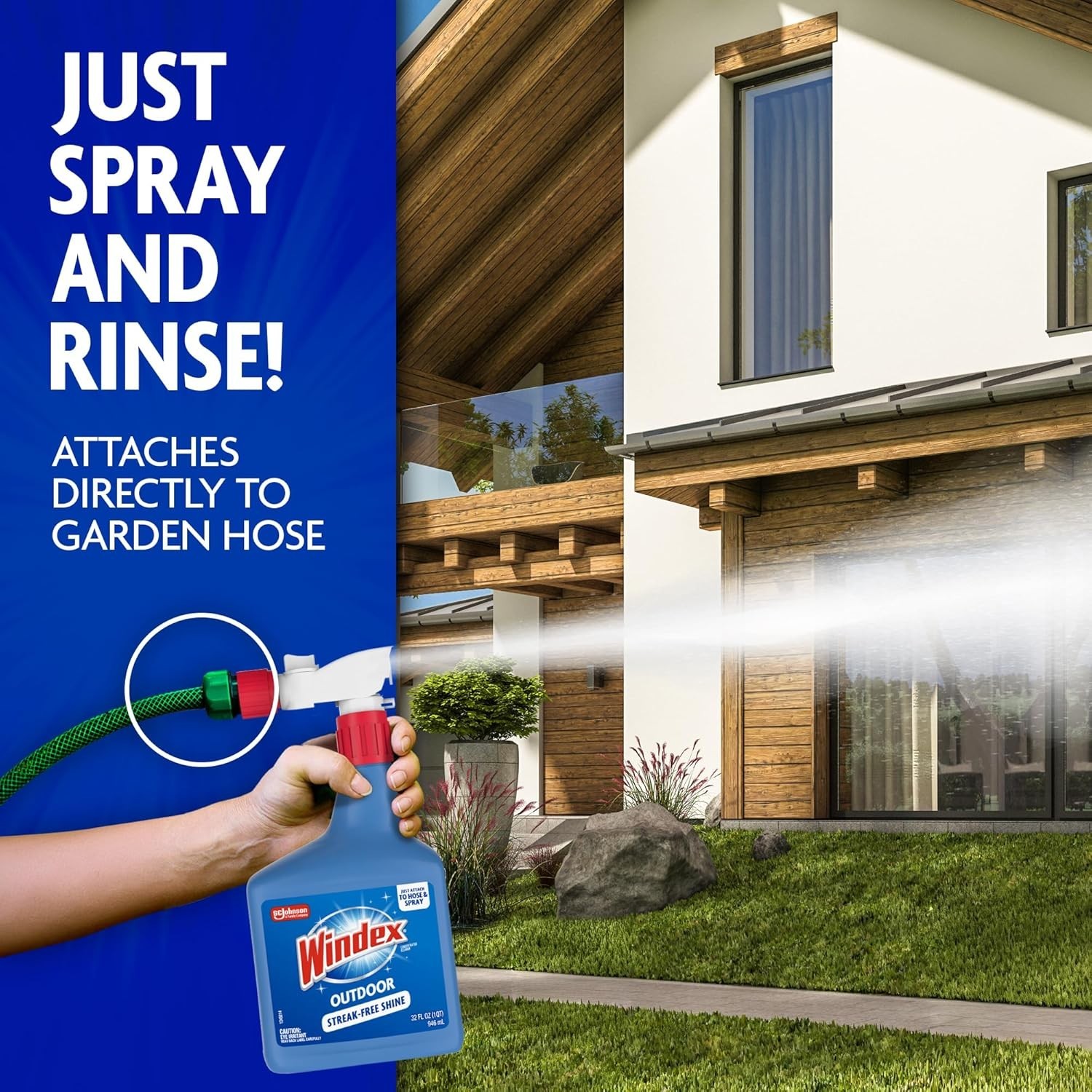 Pack of 2 Hose-End Outdoor Window & Glass Cleaner Concentrate (32 oz)