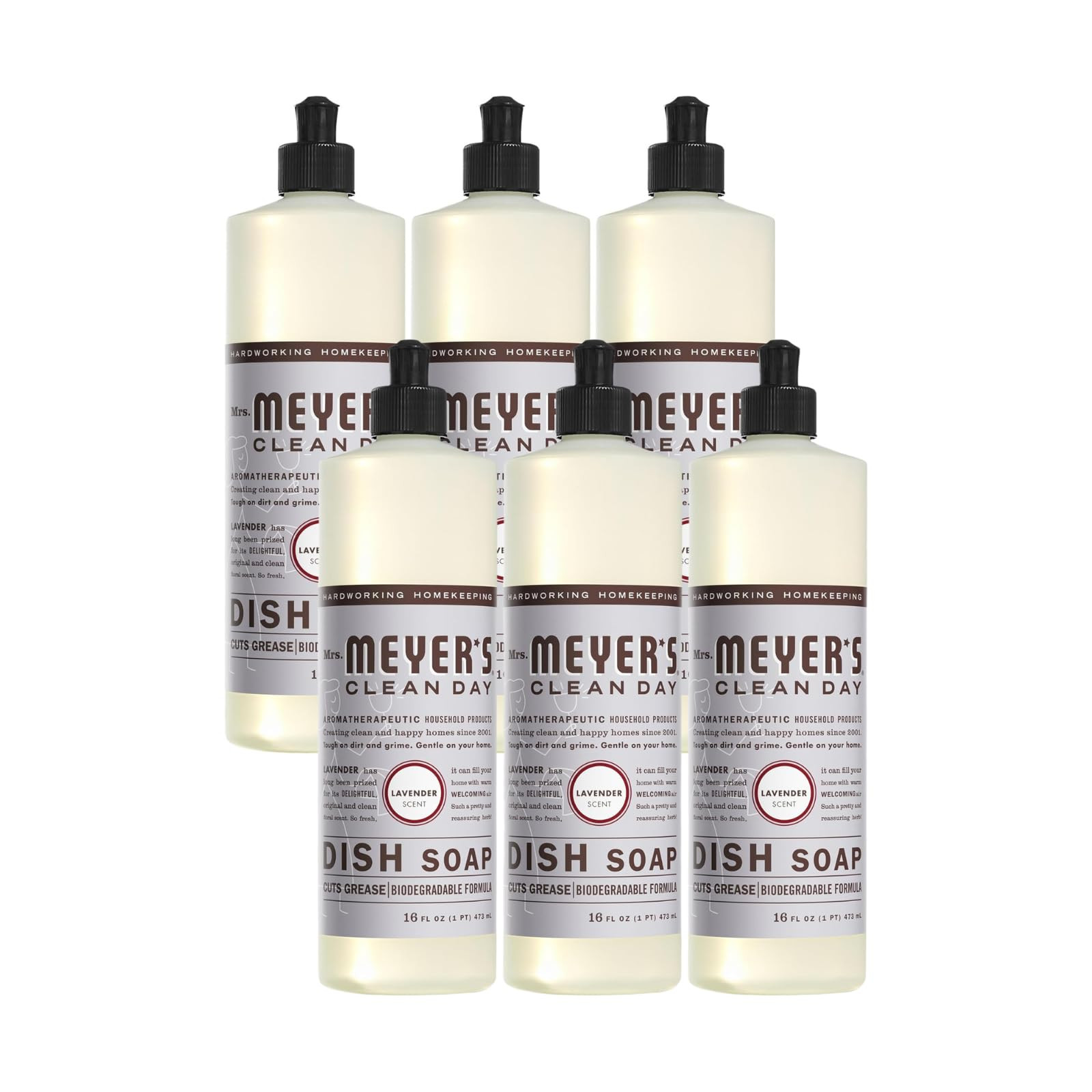 MRS. MEYER’S CLEAN DAY Liquid Dish Soap, Cruelty Free Formula, Lavender Scent…