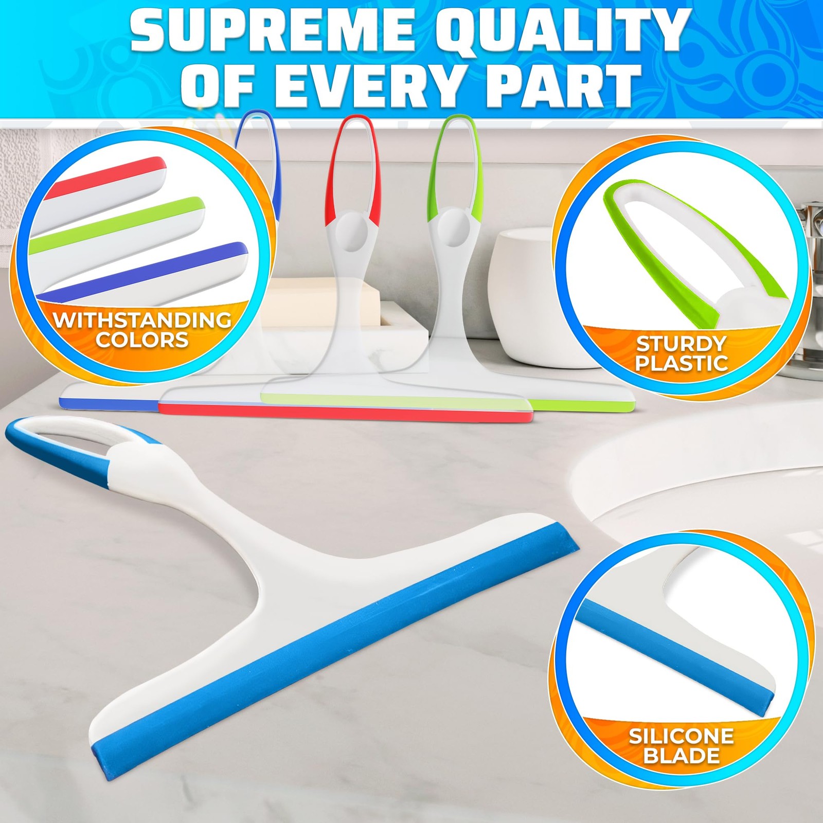 4 Pcs Bathroom Shower Squeegee Glass Door Window Cleaning for Car Home Window