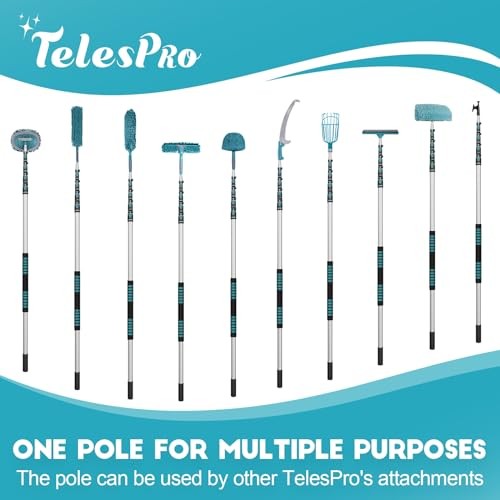 30 Feet High Reach Cobweb Duster with 6-24Ft Extension Pole, Webster 24FT POLE