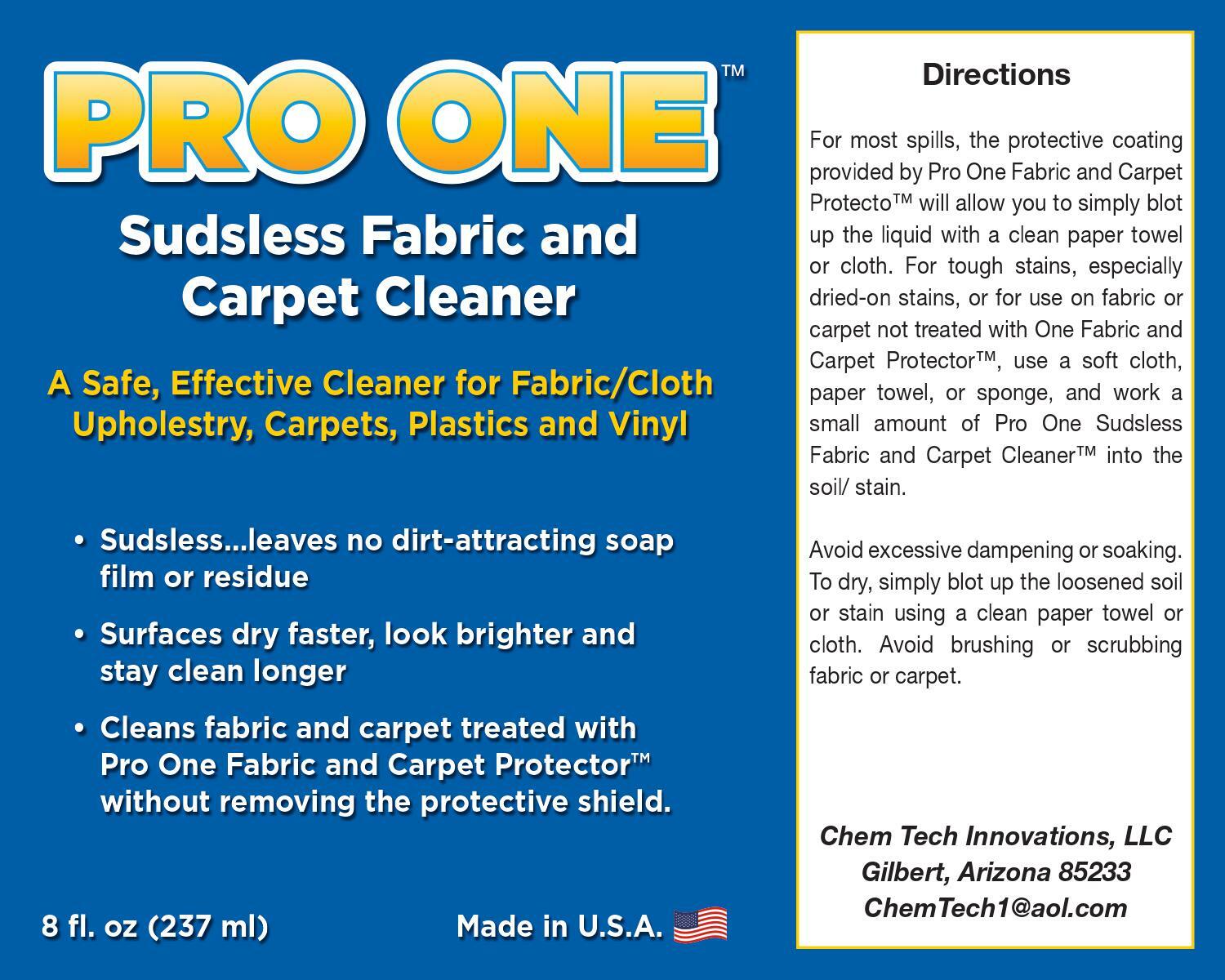 Pro One Fabric & Carpet Protector/Stain Proofing (16 oz) w/8 oz Sudsless Cleaner