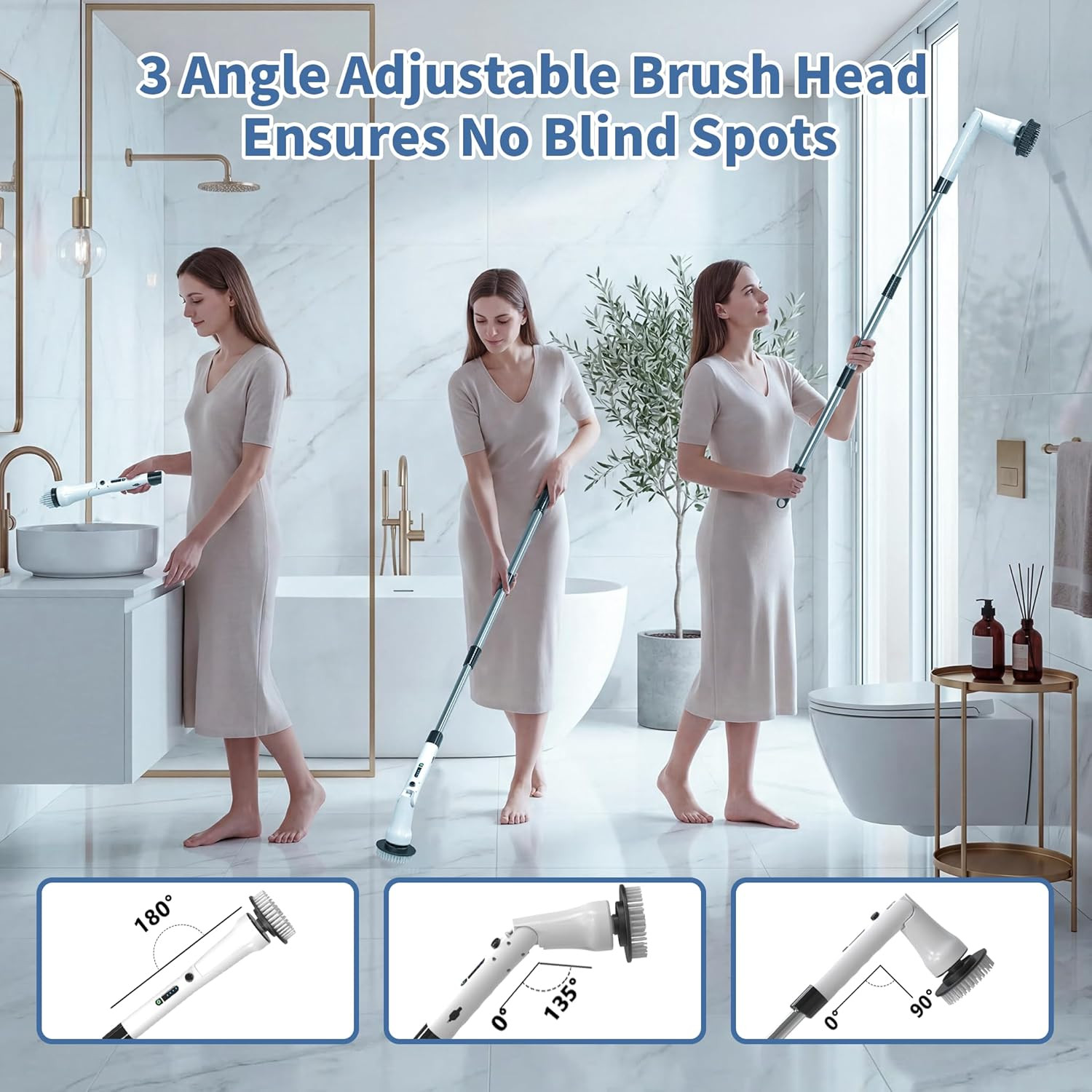 Electric Spin Scrubber, Bathroom Scrubber Electric with 7 Replaceable Brush Hea