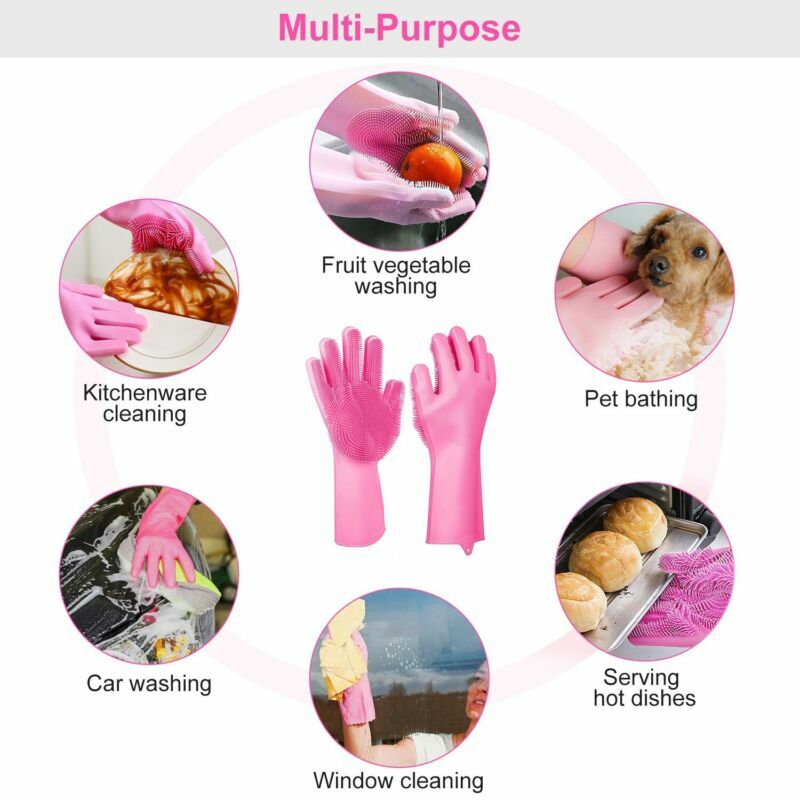 Magic Gloves Dish Washing Silicone Rubber Scrubber Cleaning Cold Heat Resistant