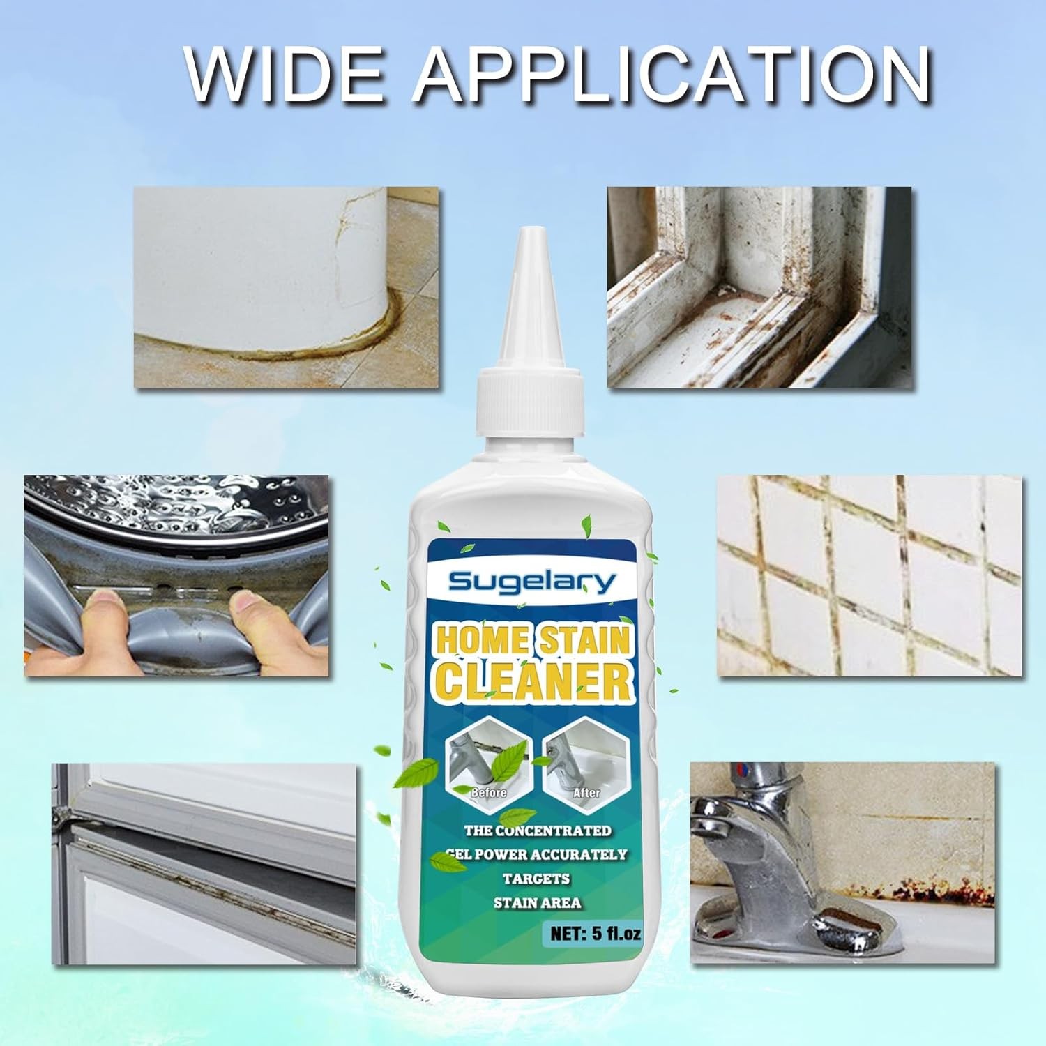 Home Stain Cleaner, 5 Fl Oz Mold Stain Cleaner Gel for Washing Machine, Home Sta