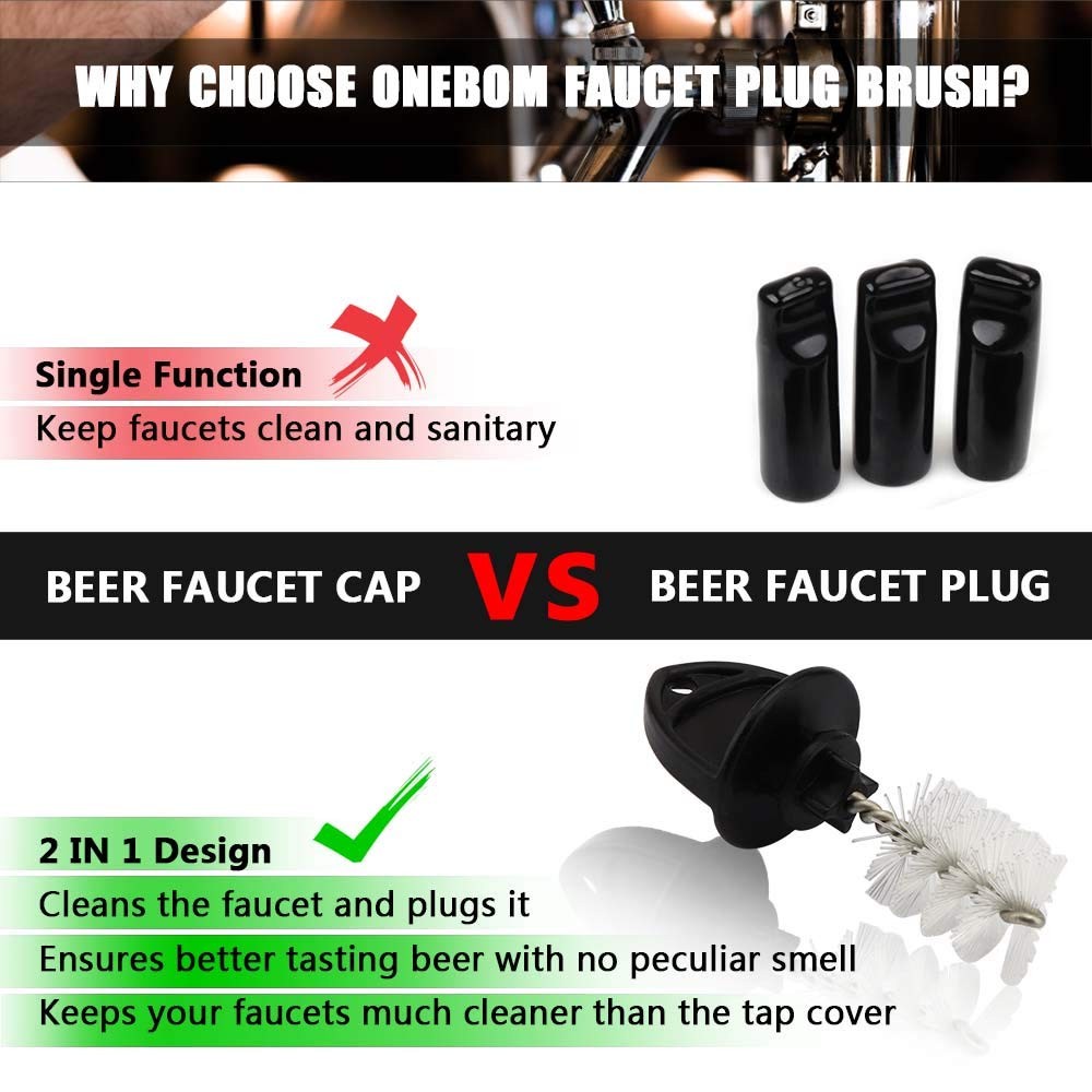 (12Pack) Faucet Plug Brush Beer Plug, 2 in 1 Beer Tap Cap Plug & Cleaning Bru…