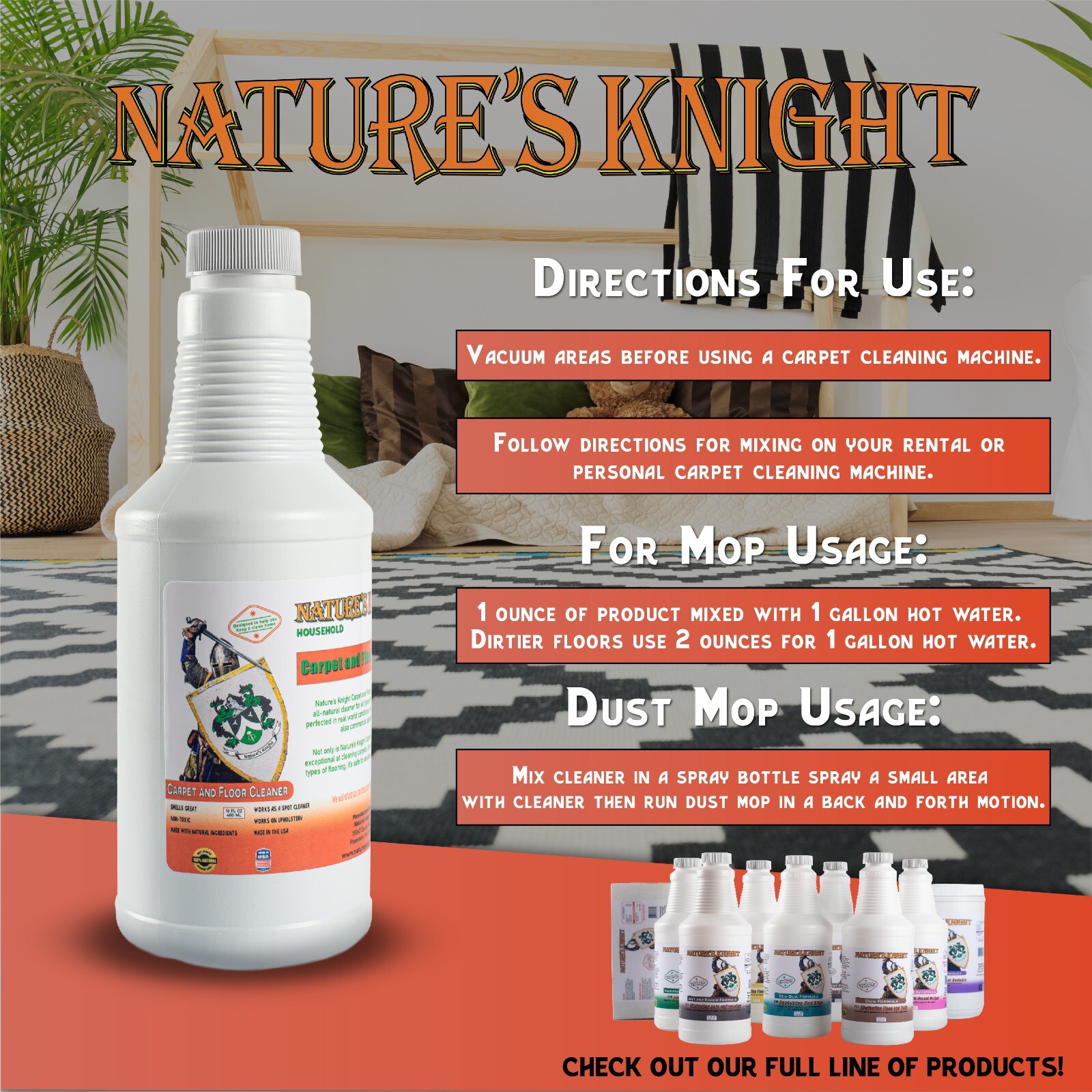 Carpet and Floor Cleaner Natural Non Toxic Cleans Tough Stains Deodorizes