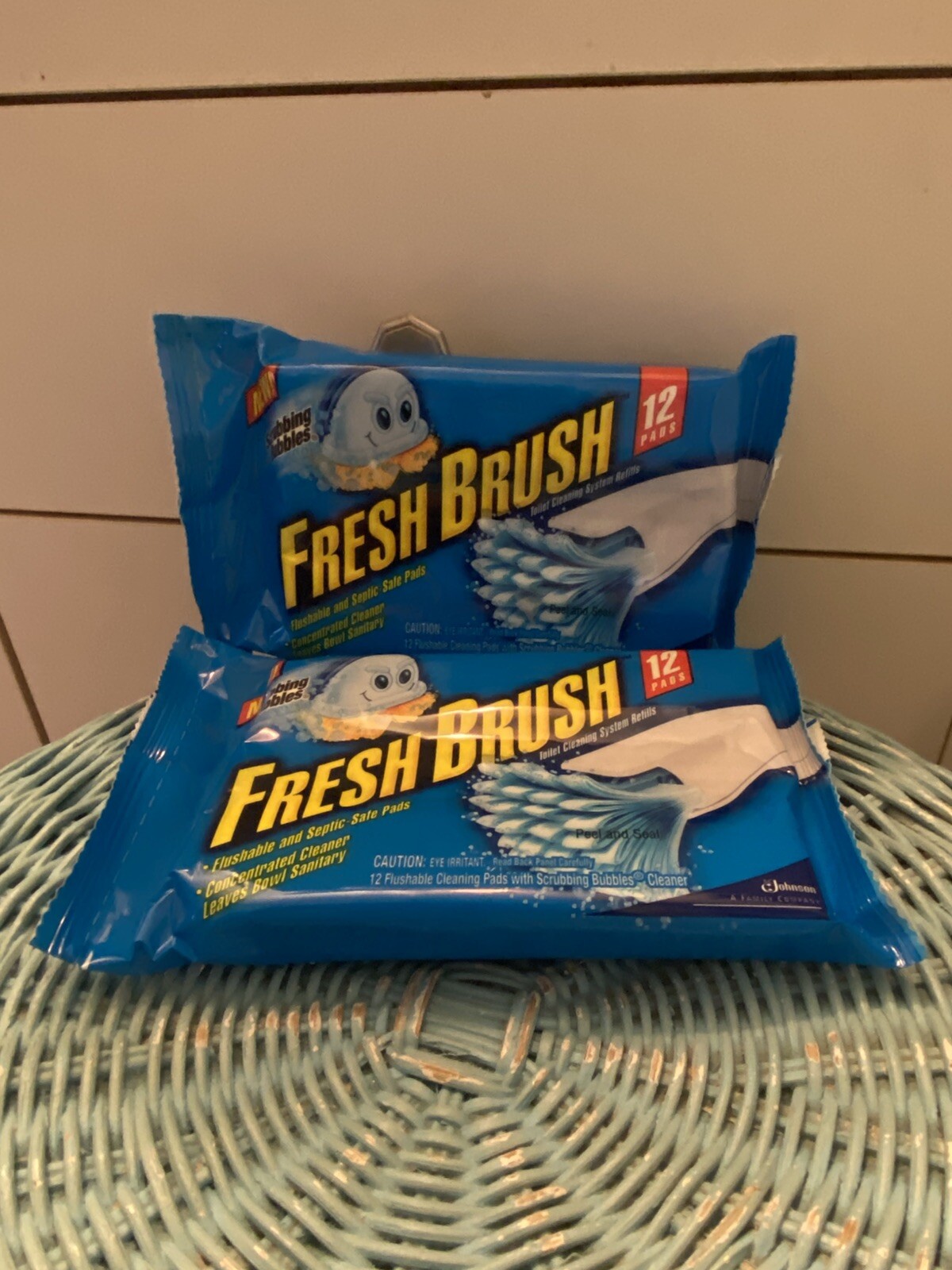 2 Scrubbing Bubbles Fresh Brush Flushable toilet cleaning Refill Pads 12 each