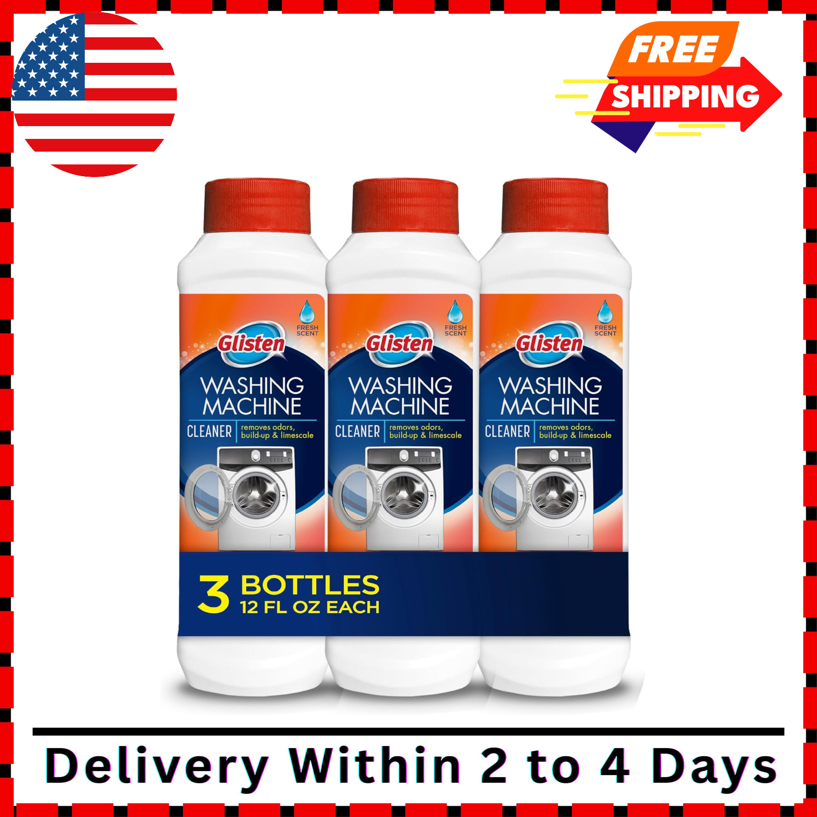 Glisten Washing Machine Cleaner Helps Remove Odor 12OZ 3-Pack