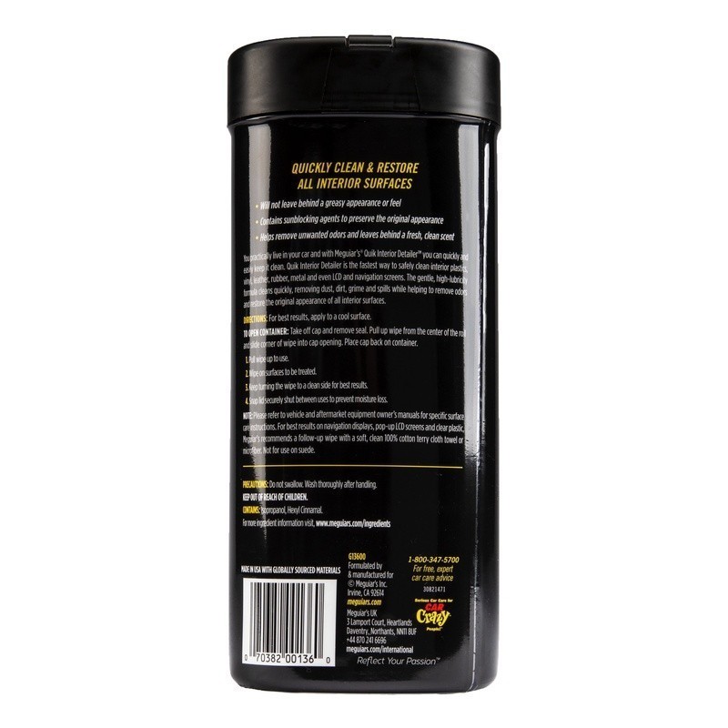 Quik Interior Detailer Cleaner Wipes 30 Large NonLinting Car Cleaning Wipes New