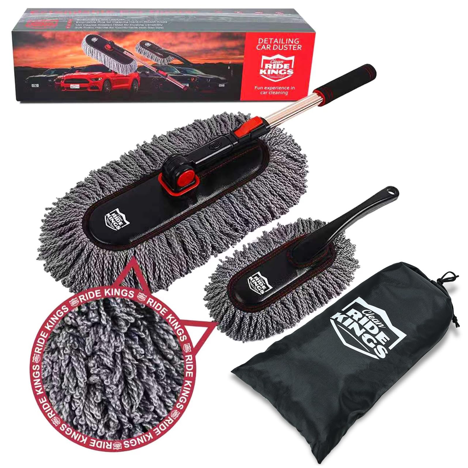 Auto Duster Extendable Handle, Car Duster Set, Scratch Large and Small Brushe…