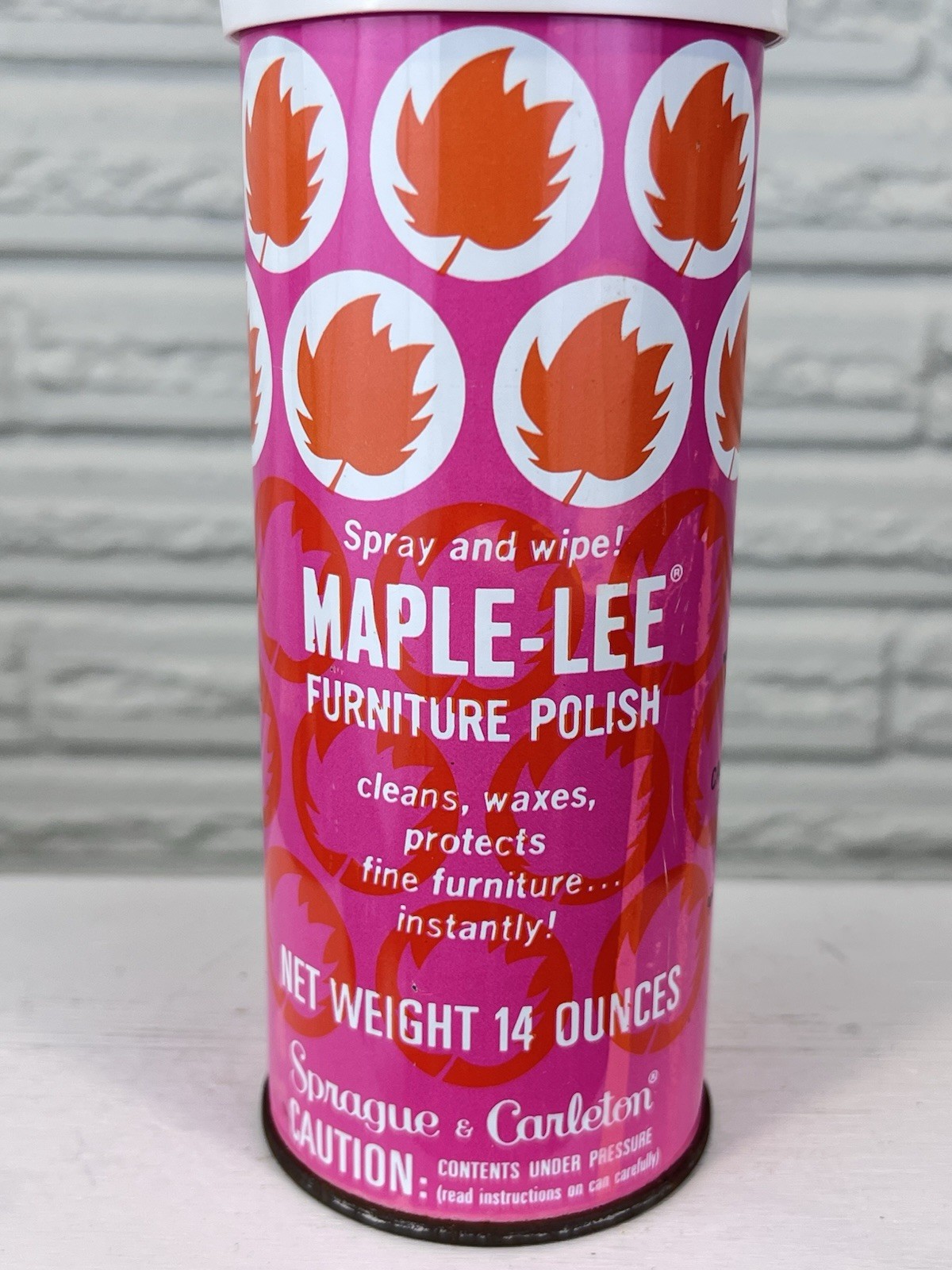 Vtg Maple-Lee Furniture Polish Aerosol 14oz Advertising Graphics Movie Prop
