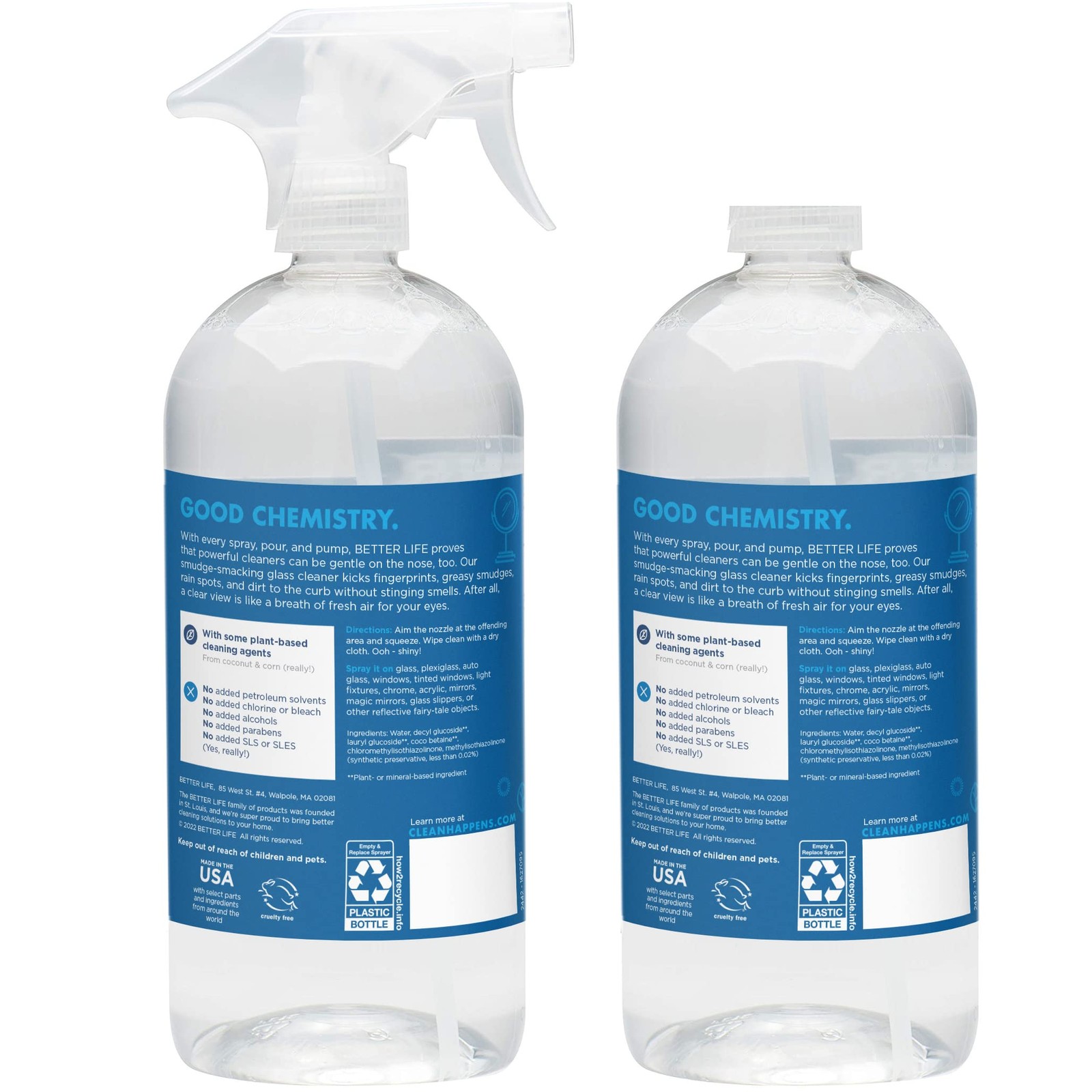Natural Streak Free Glass Cleaner, 32 Ounces (Pack of 2), 24425