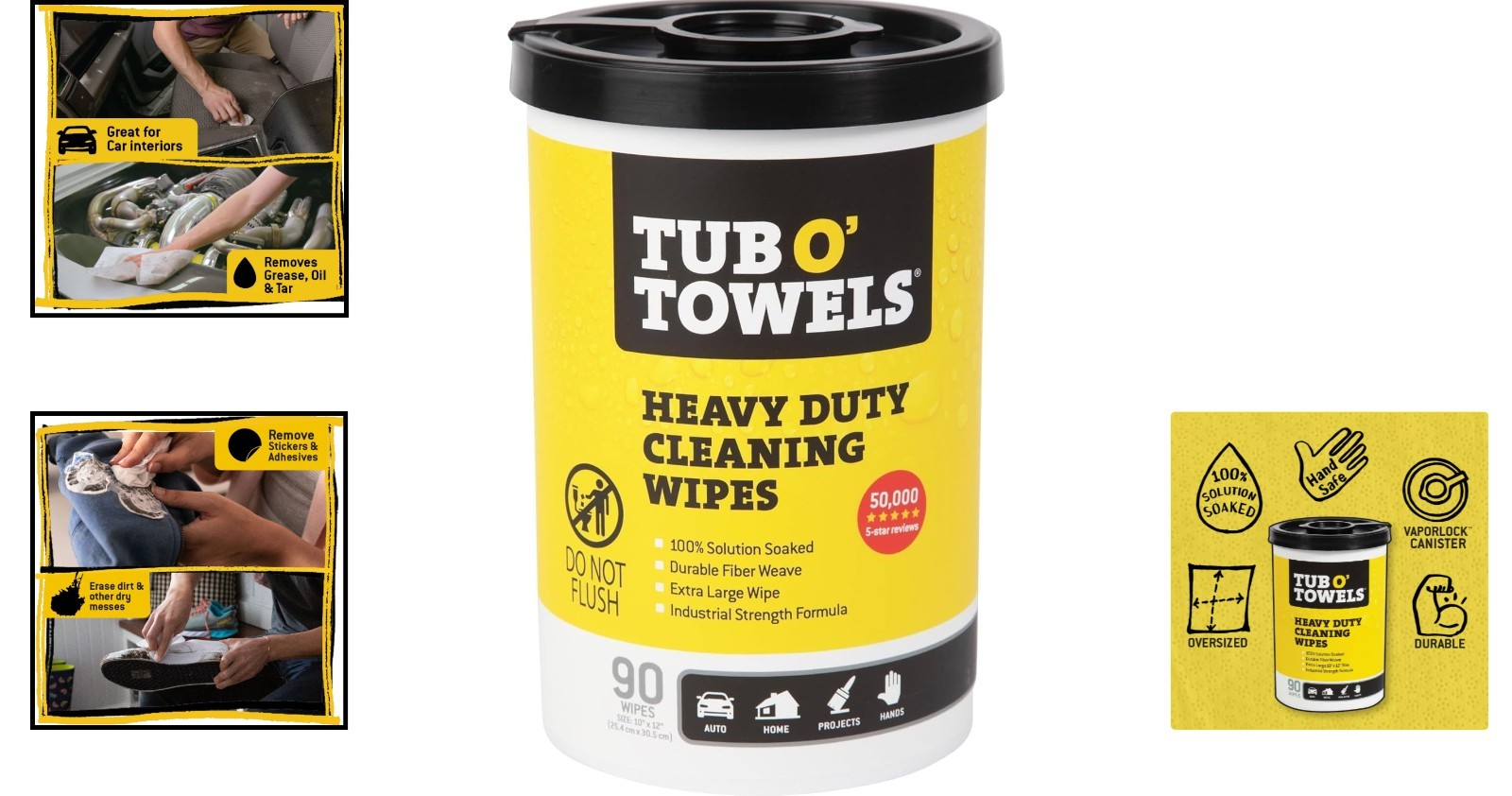 Multi-Surface Heavy-Duty Cleaning Wipes – 90 Count for Effortless Stain Removal