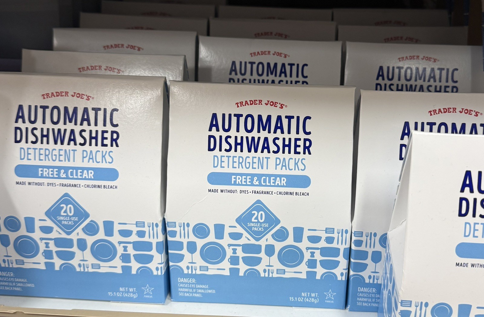 1X Trader Joe’s Free and Clear Automatic Dishwasher Detergent Packs 20 Pieces