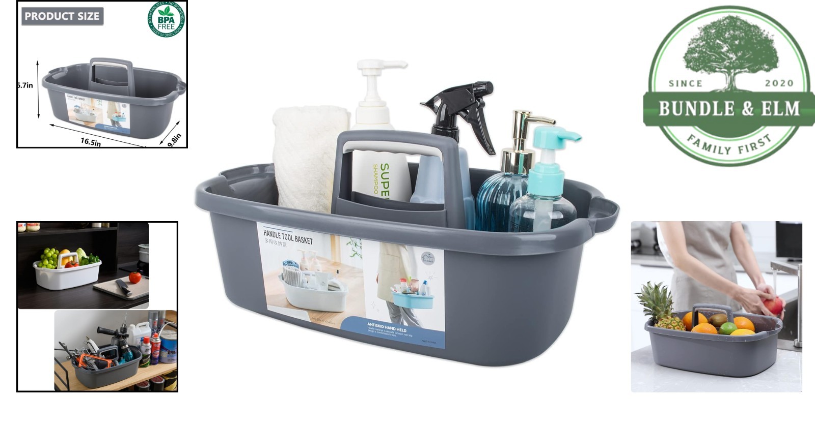 Large Portable Cleaning Supplies Caddy with Handle for Bathroom and Kitchen