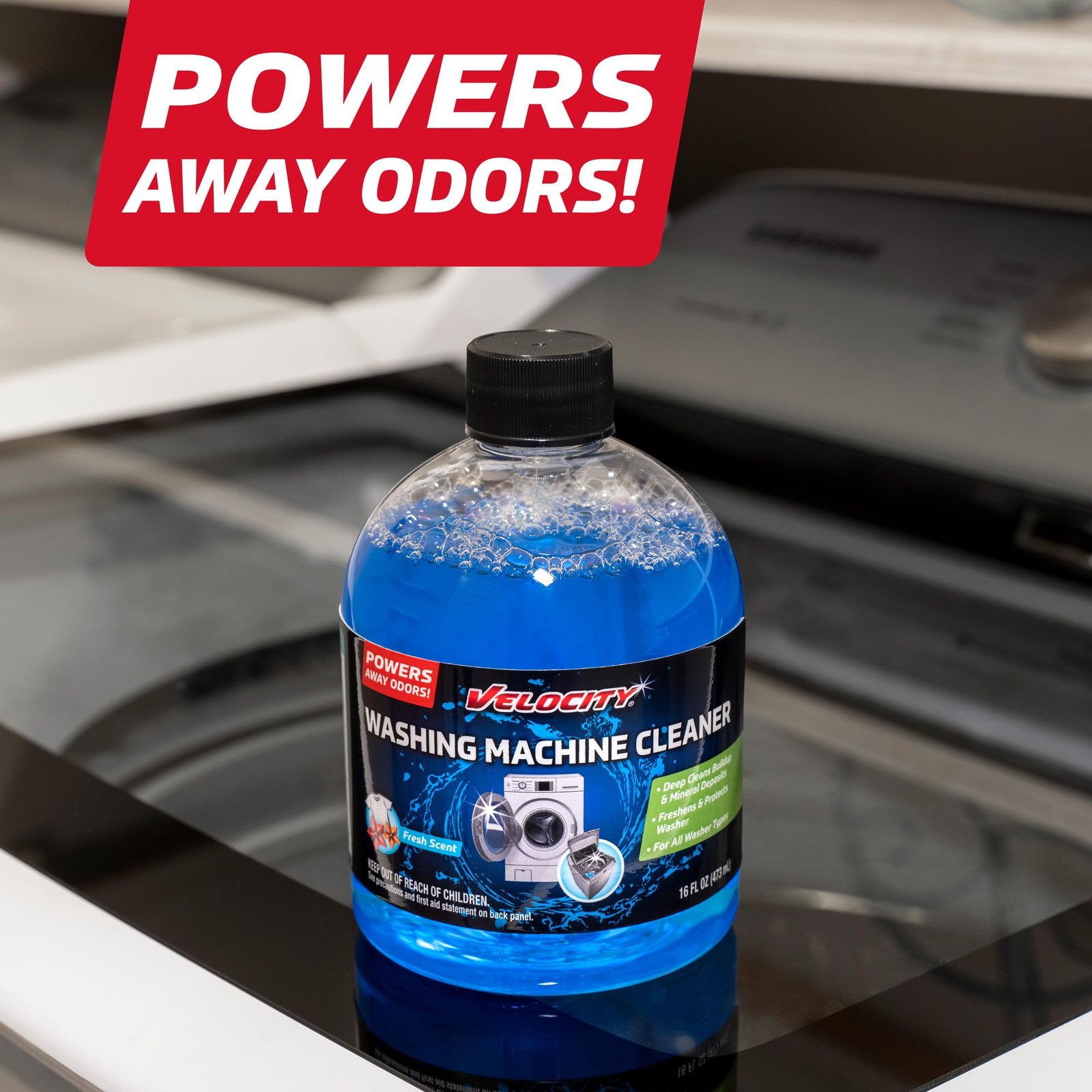 Washing Machine Cleaner 4 Uses Per Bottle Removes Stains Odor Front Top HE