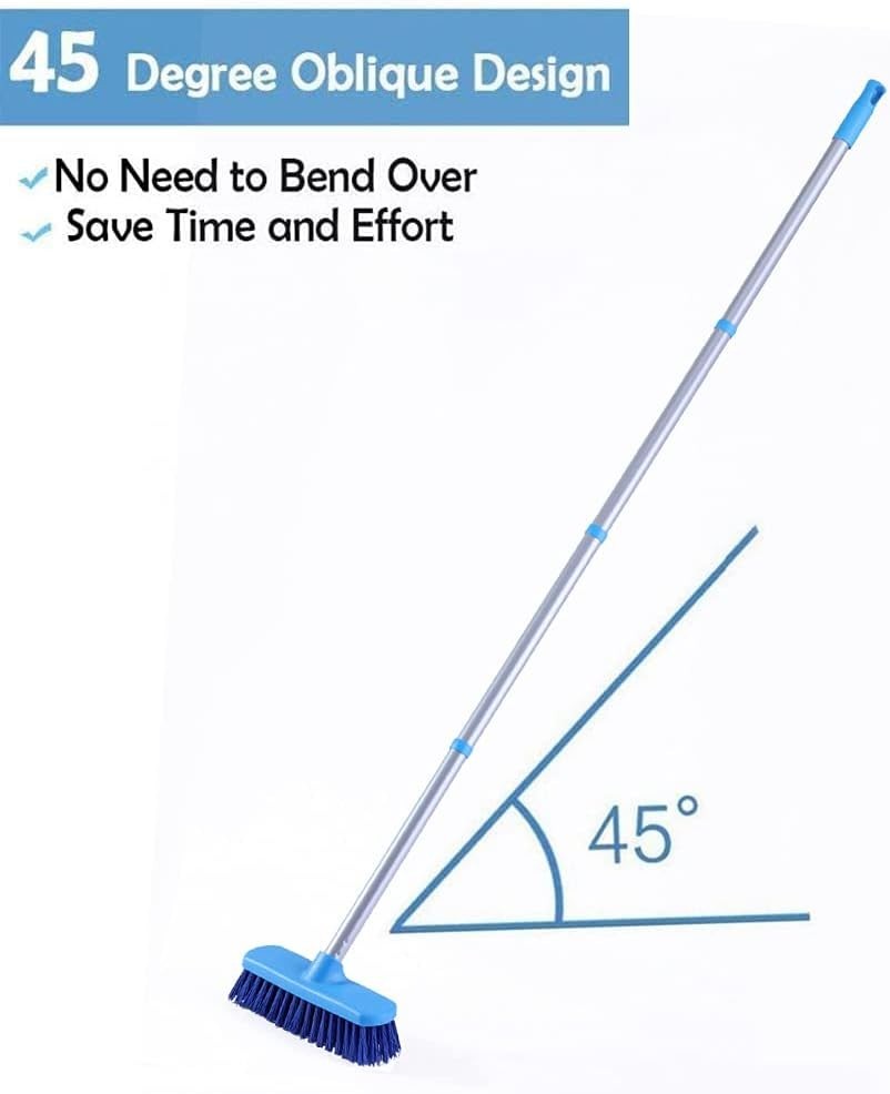 Deck Brush with Long Handle – Floor Scrub Brushes for Cleaning Shower, Stiff …