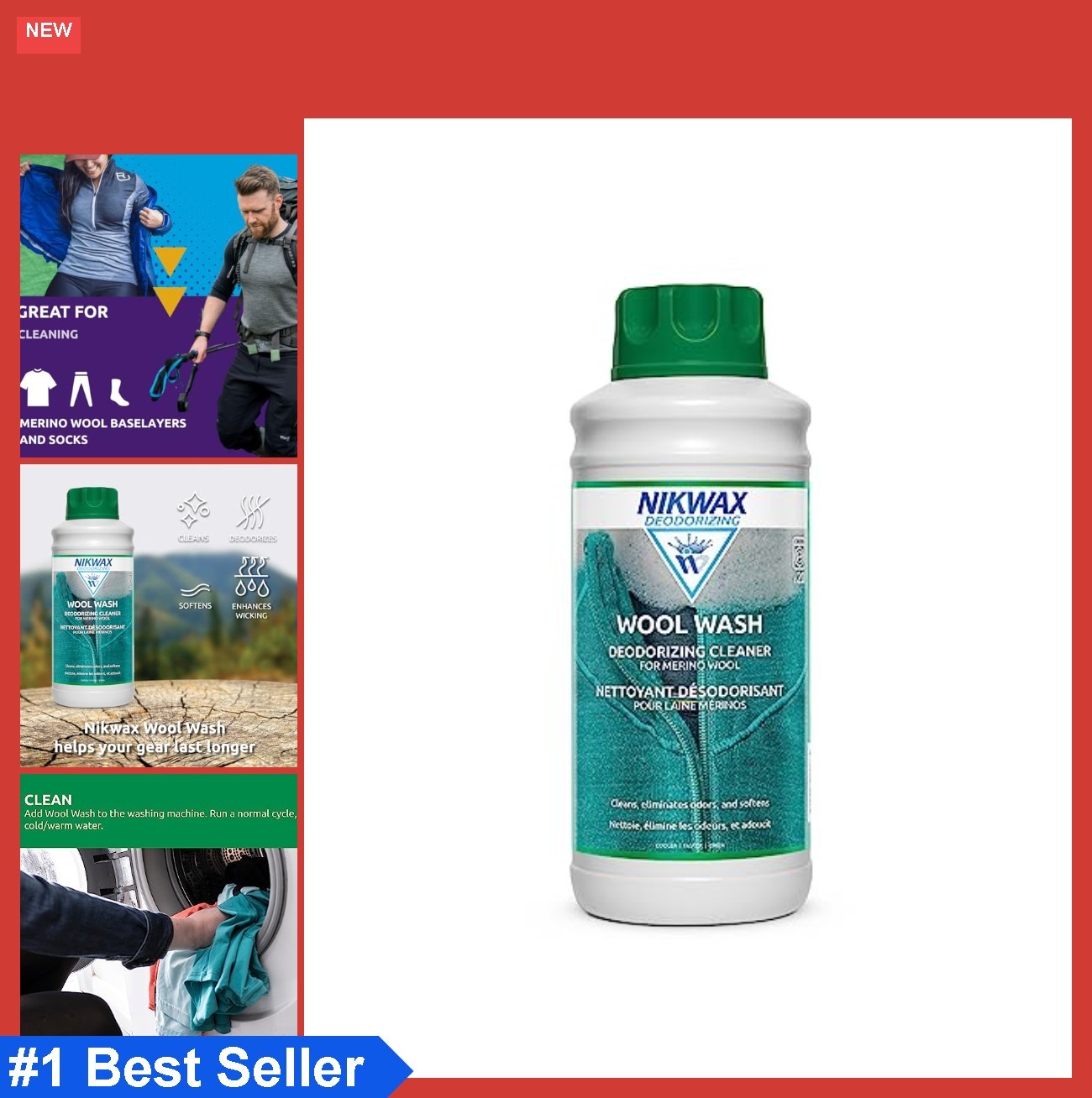 Wool Wash 1000ml Merino Cleaner Deodorizer Machine Wash Safe PFAS Free