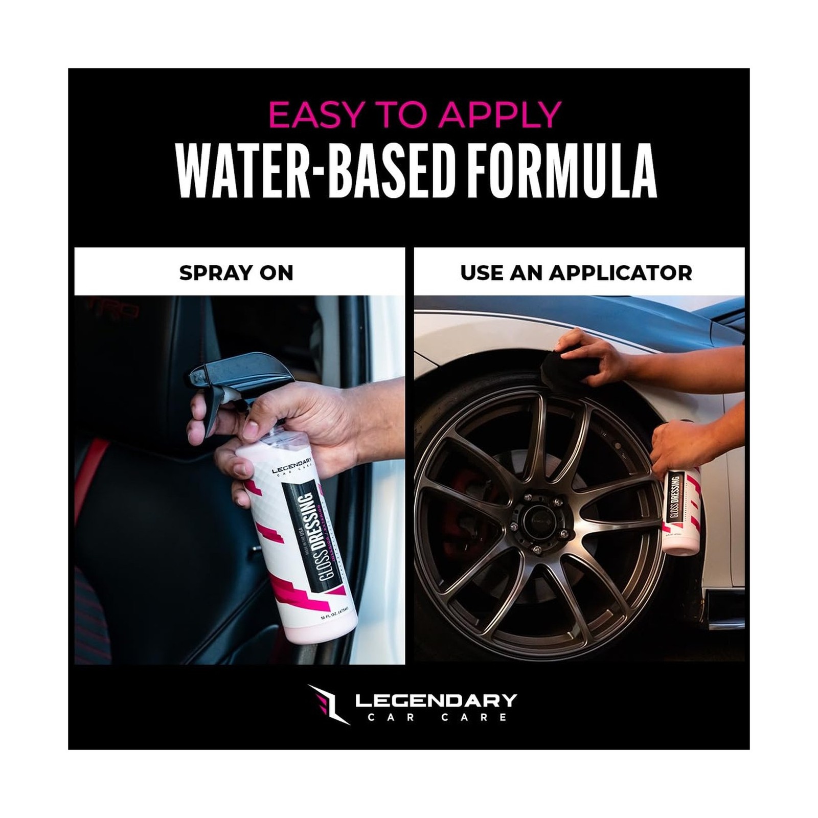 Legendary Gloss Dressing 16oz – Tire Shine Spray & Plastic Restorer – Wate