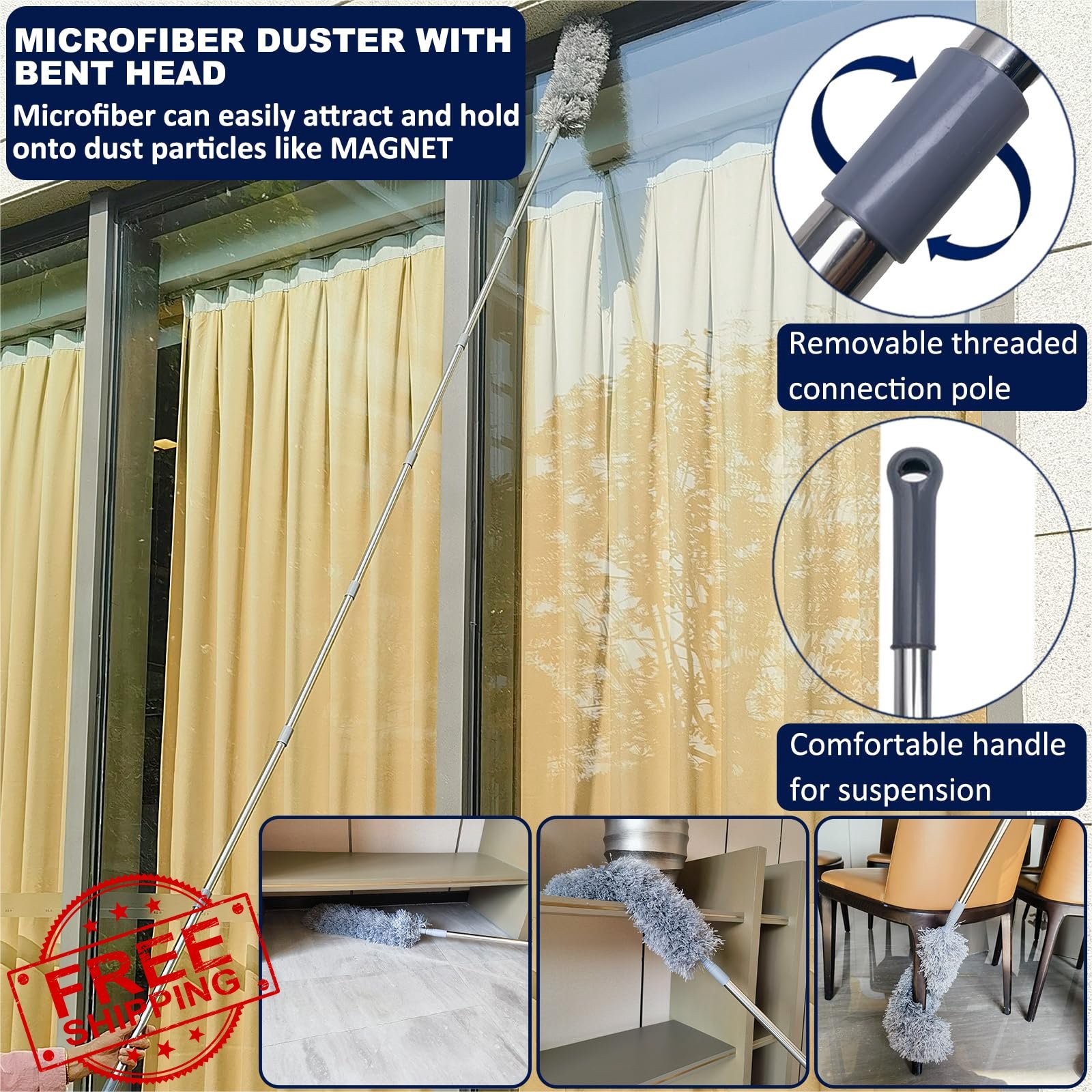 Tonmp 20+ Ft High Reach Duster Cleaning Tool Kit