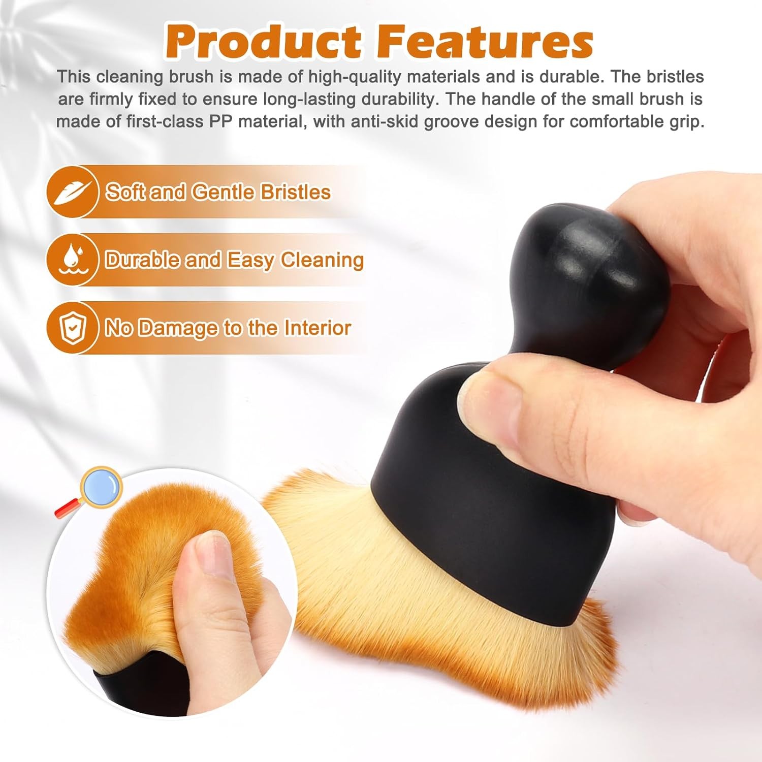 Auto Car Detailing Brush Set Car Interior Cleaning Kit Includes 3 Boar Hair Deta