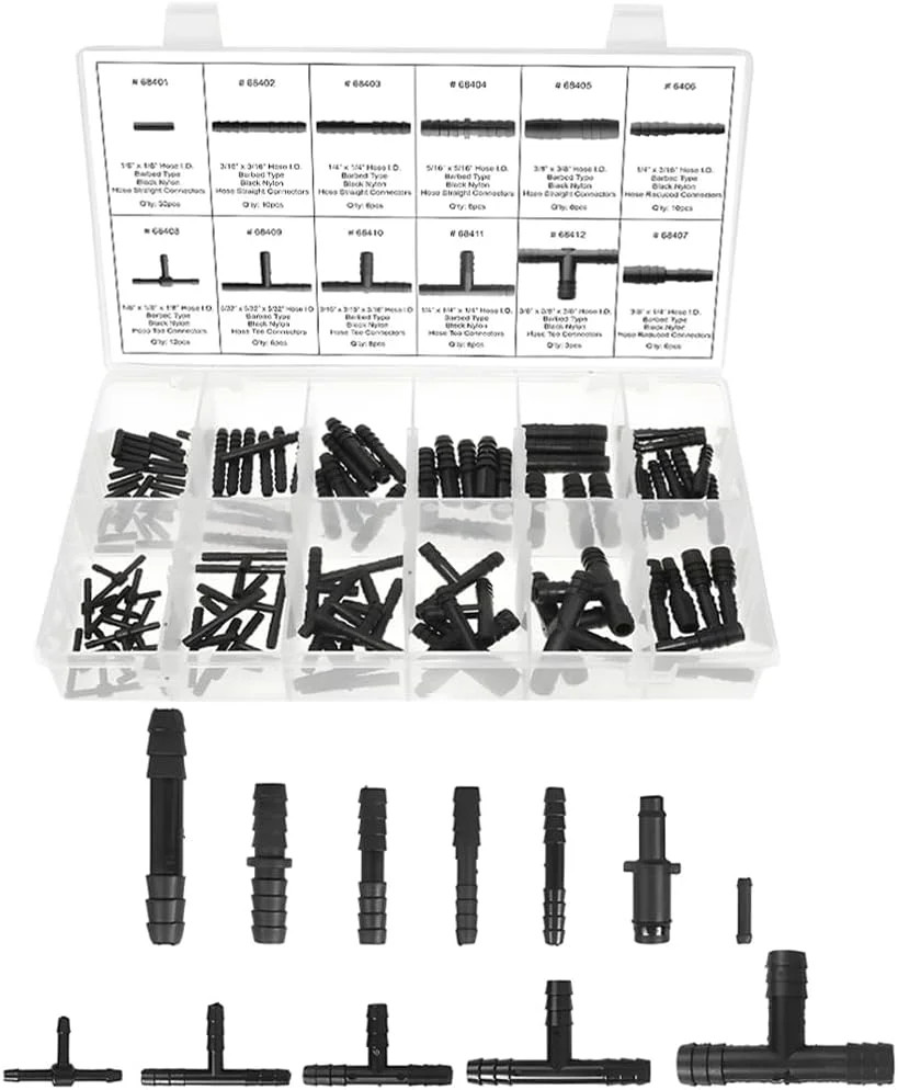 113PCS Car Vacuum Line Connector Kit, Heat Resistant Automotive Vacuum Tubing Te