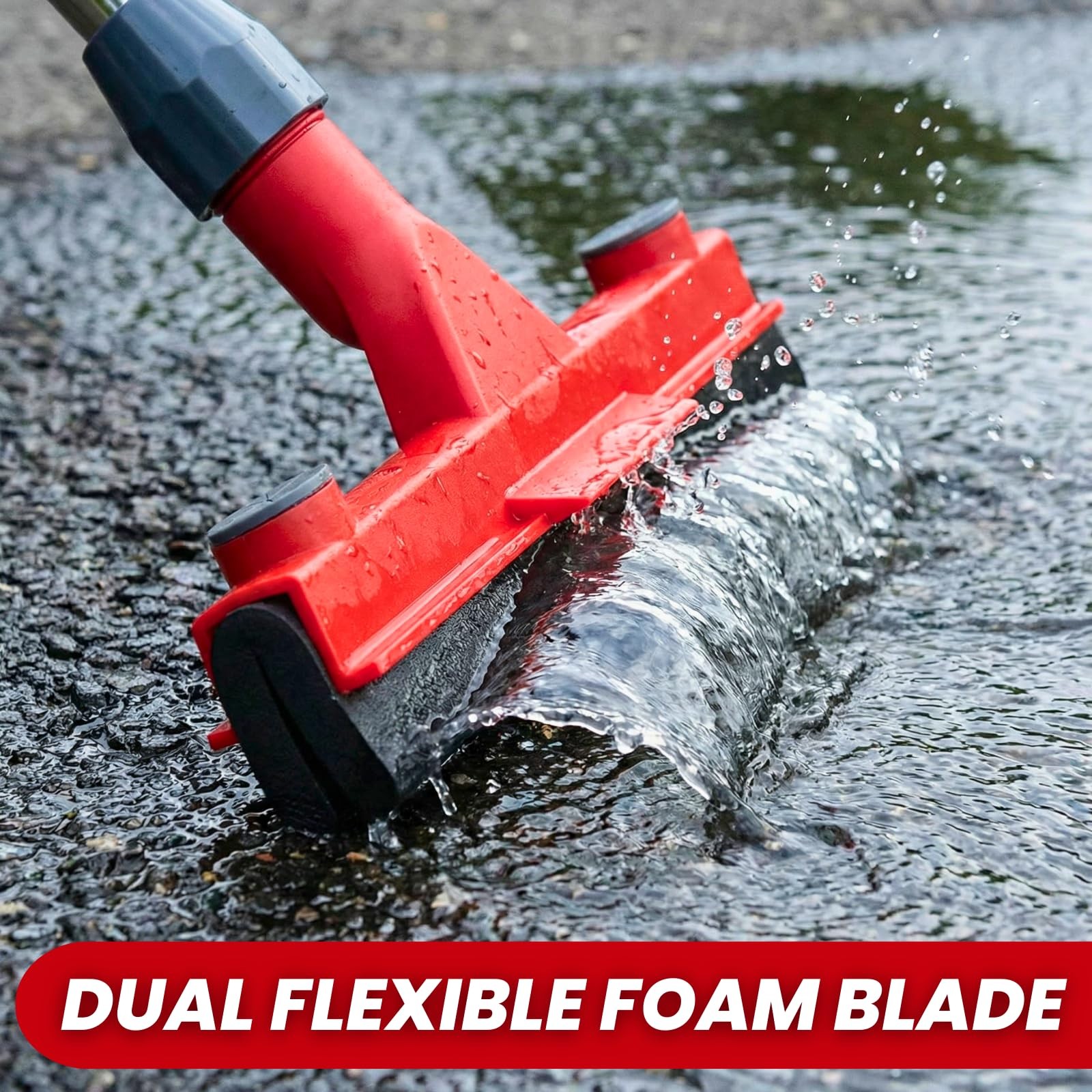 Floor Squeegee with 2 Replaceable Heads – 17” EVA Foam Blade for Uneven Surf…