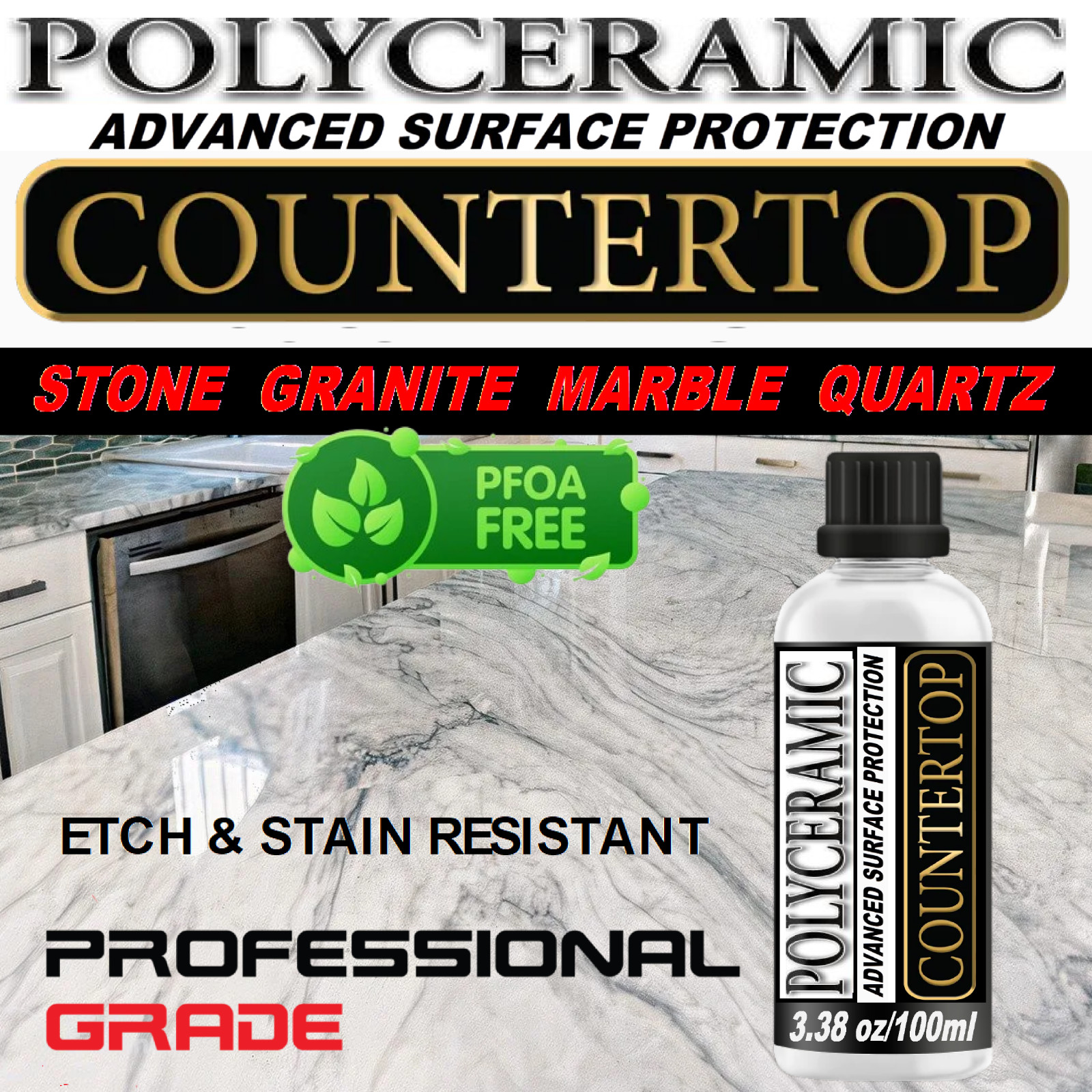 COUNTERTOP SEALER PROFESSIONAL GRANITE, STONE, MARBLE POLYCERAMIC PROTECTION