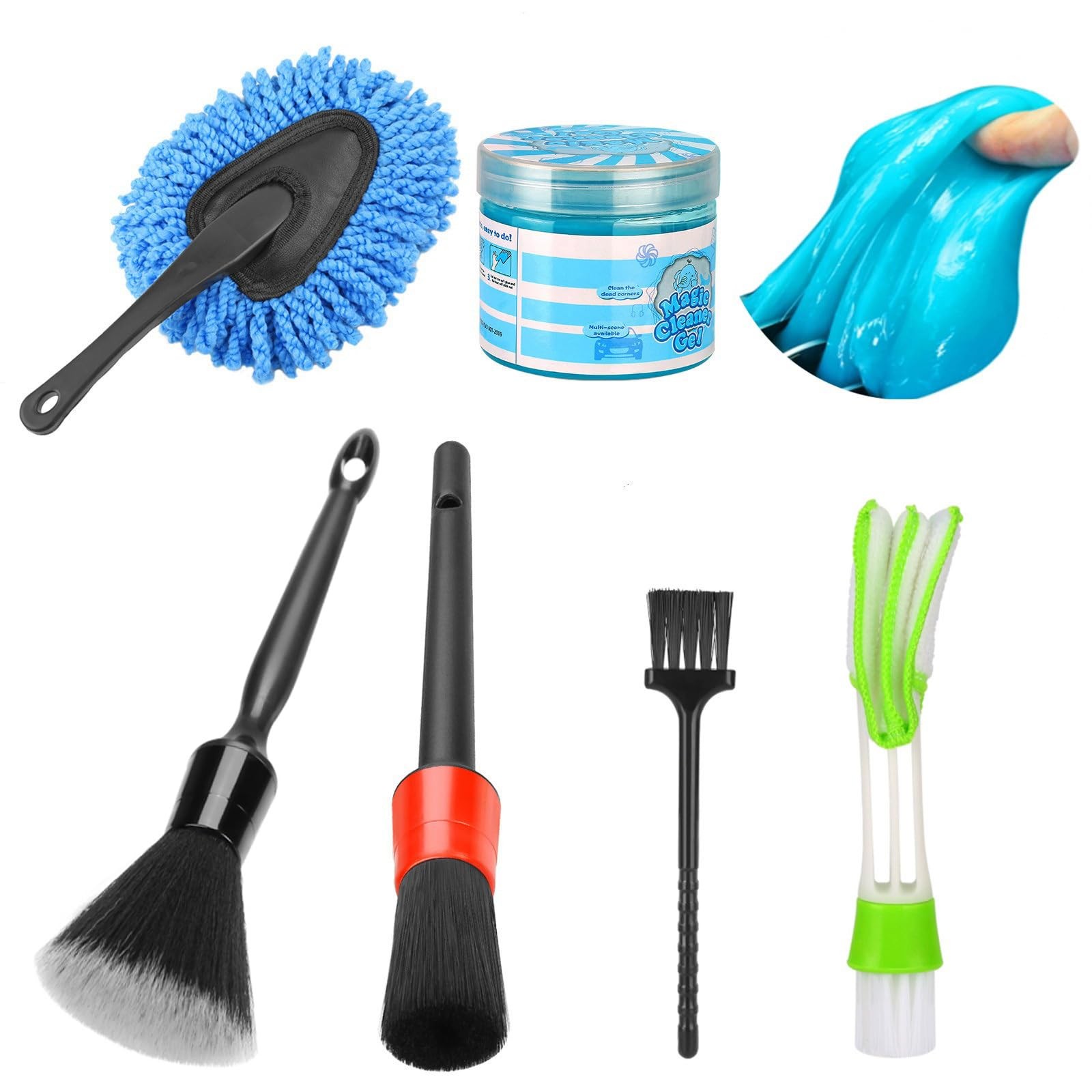 Car Interior Duster Detailing Cleaning Gel Brushes Kit, Soft Dust Detail Crev…