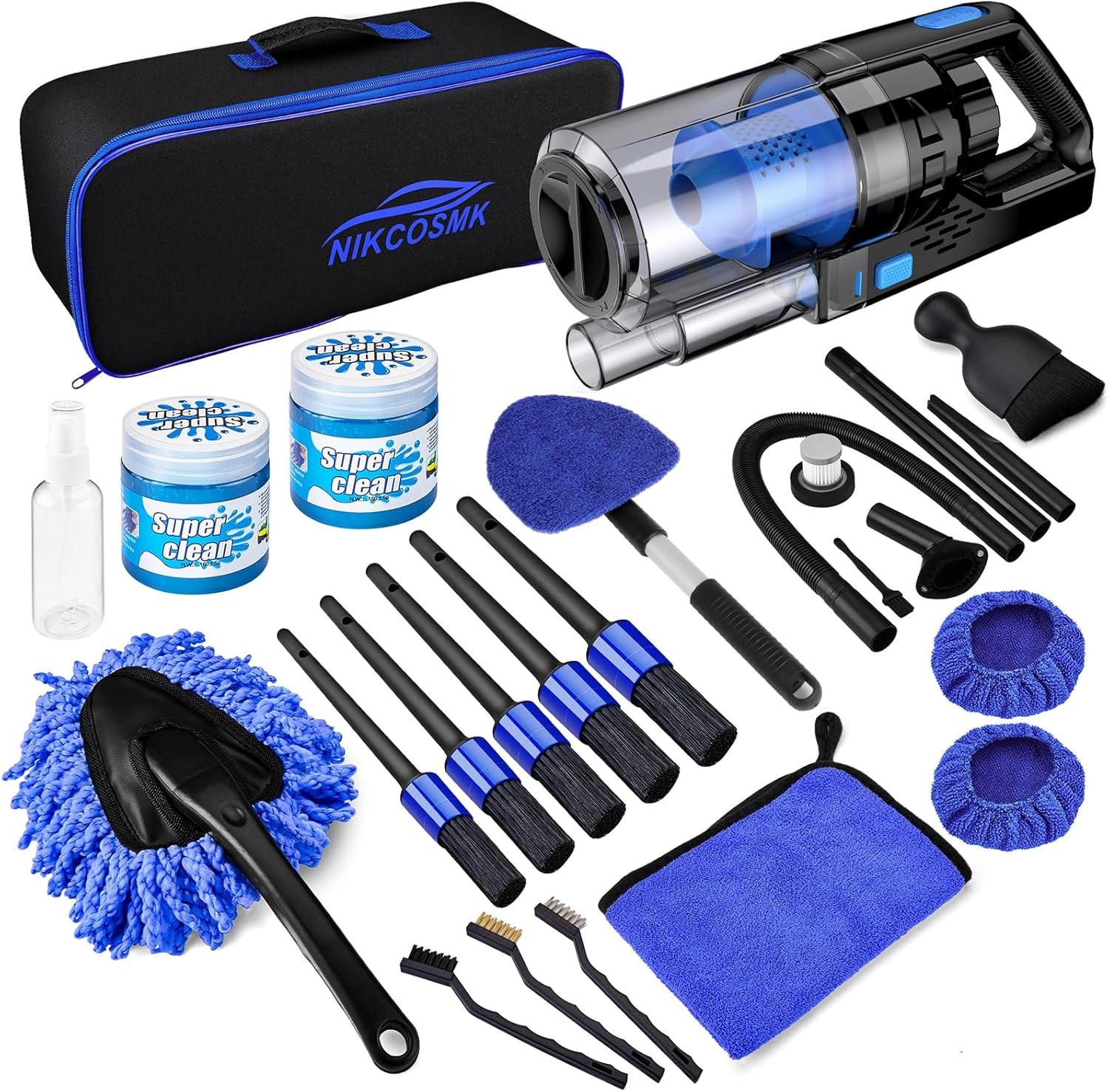 17pc Auto Cleaning Kit with Handheld Vacuum & Brushes