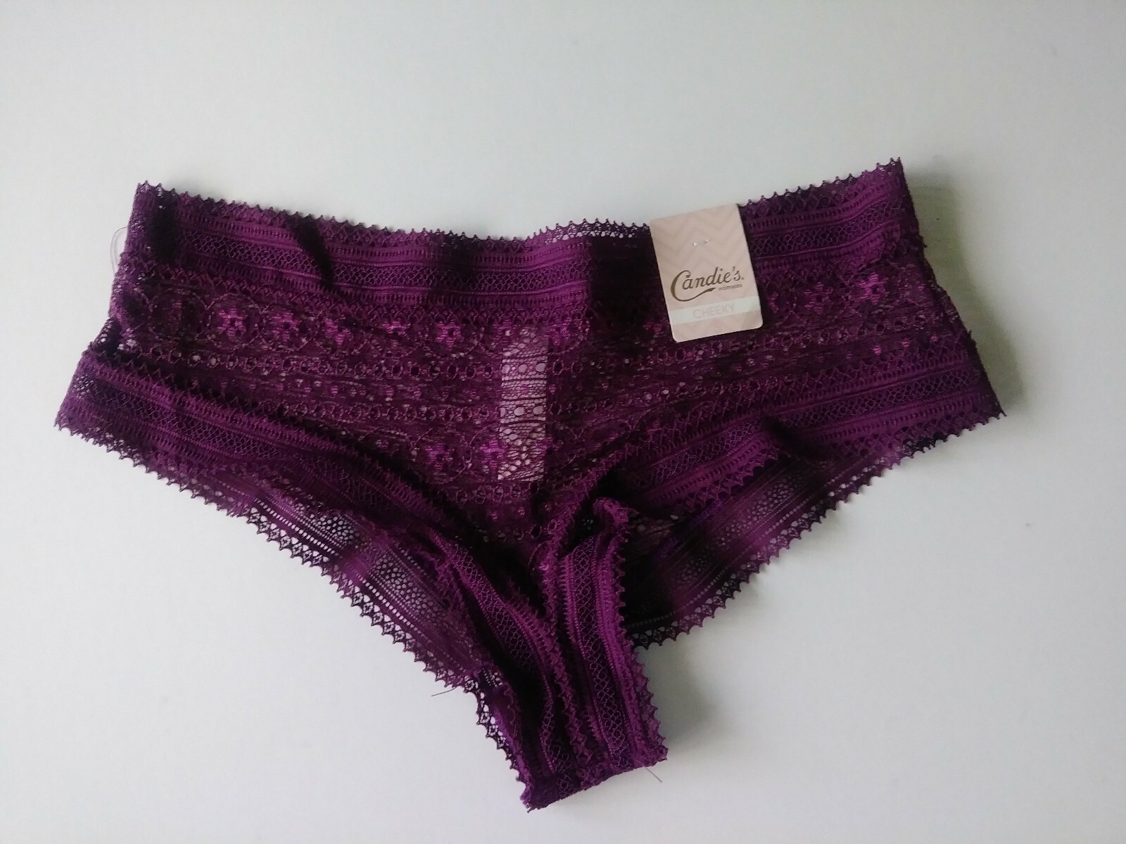 CANDIE’S INTIMATES CHEEKY DARK PURPLE RED WINE TRICOT SIZE SMALL NWT RET. $9.00