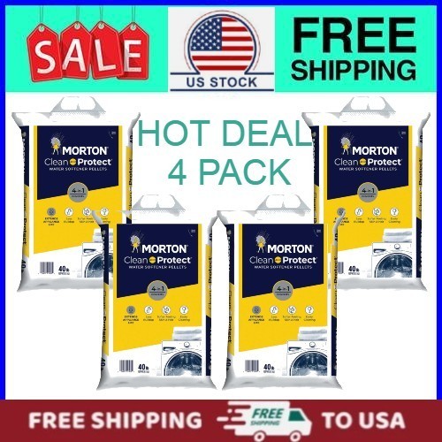 HOT DEAL COMBO 4 pack, Morton Clean & Protect Water Softener Salt Pellets, 40 lb