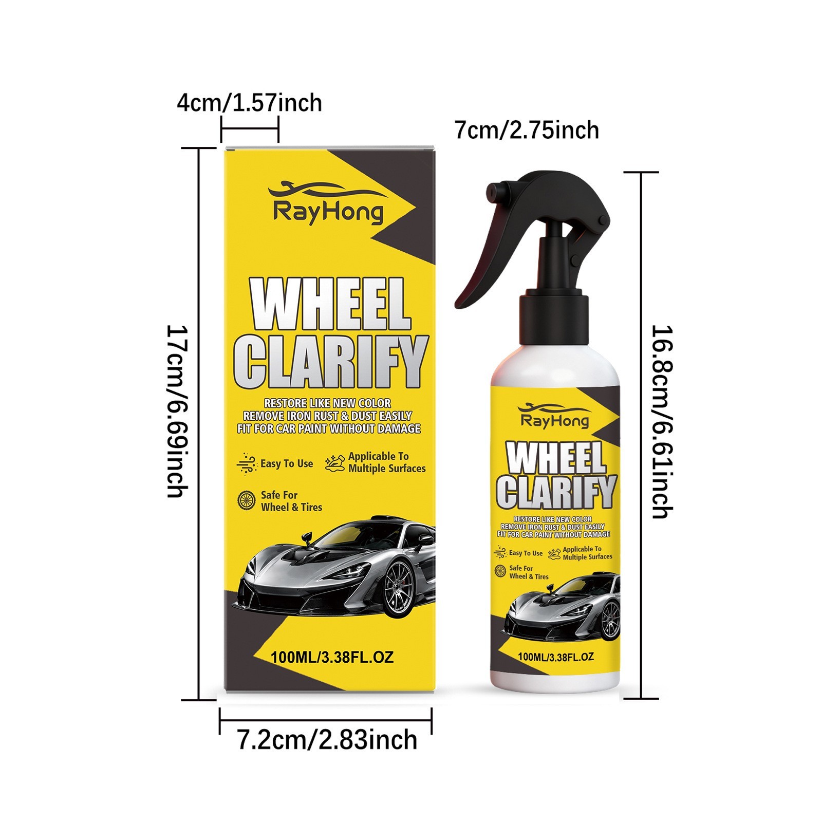 1-3Pcs Automotive Rust Remover Spray, Wheel Clarify,Anti-Rust Lubricant Spray US