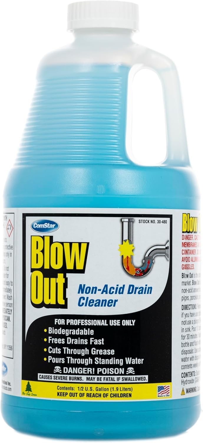 ComStar Blow Out 1/2 Gal Non-Acid Liquid Drain Cleaner for Clogged Drains,6 Pack