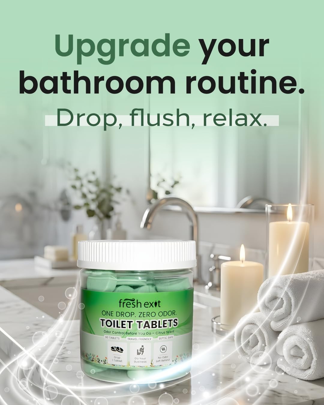 Toilet Deodorizer Tablets – Drop One In and Go – 60 Count Citrus Scent – Odor El