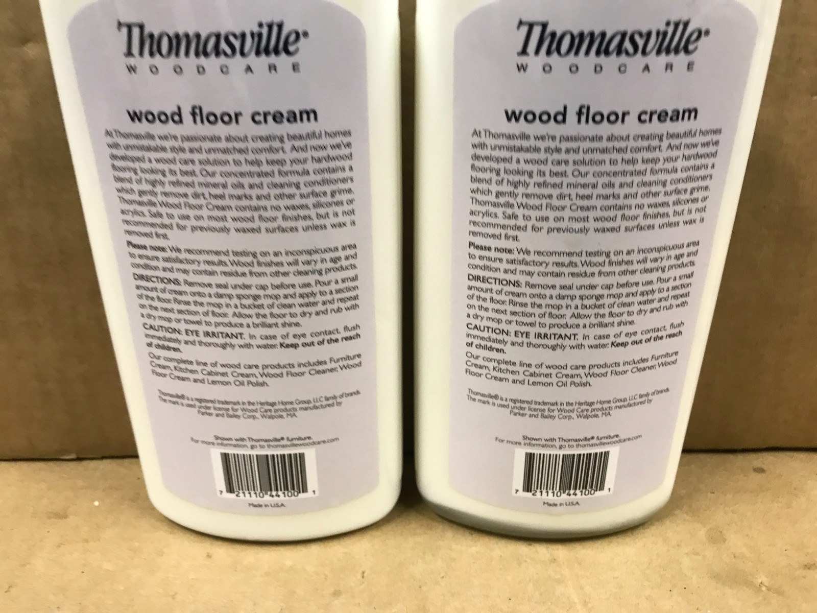 Thomasville Wood Floor Cream – For Beautiful Wood- Lot Of 2, 16 Fl. Oz Bottles