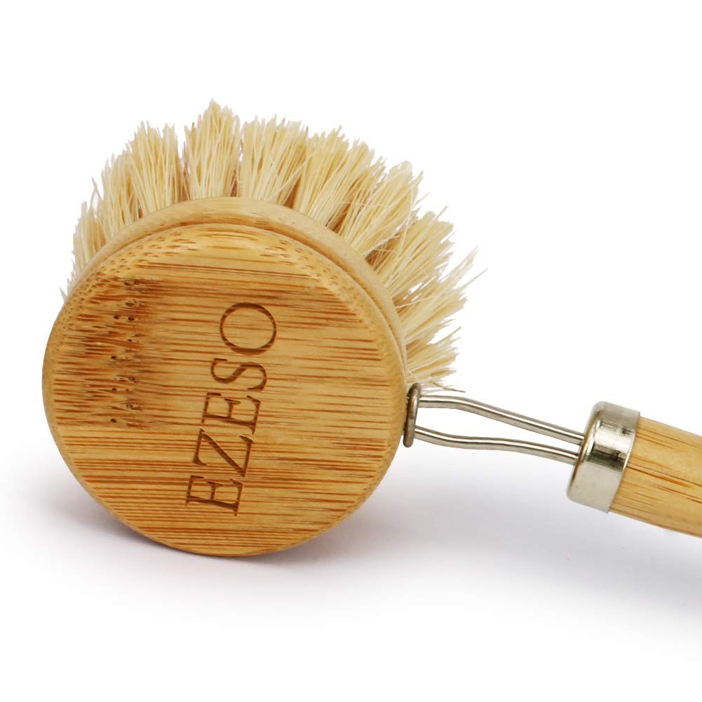 Natural Kitchen Brush Bamboo Dish Scrub Brush, Ezeso Cleaning Brush Set 4 Pie…