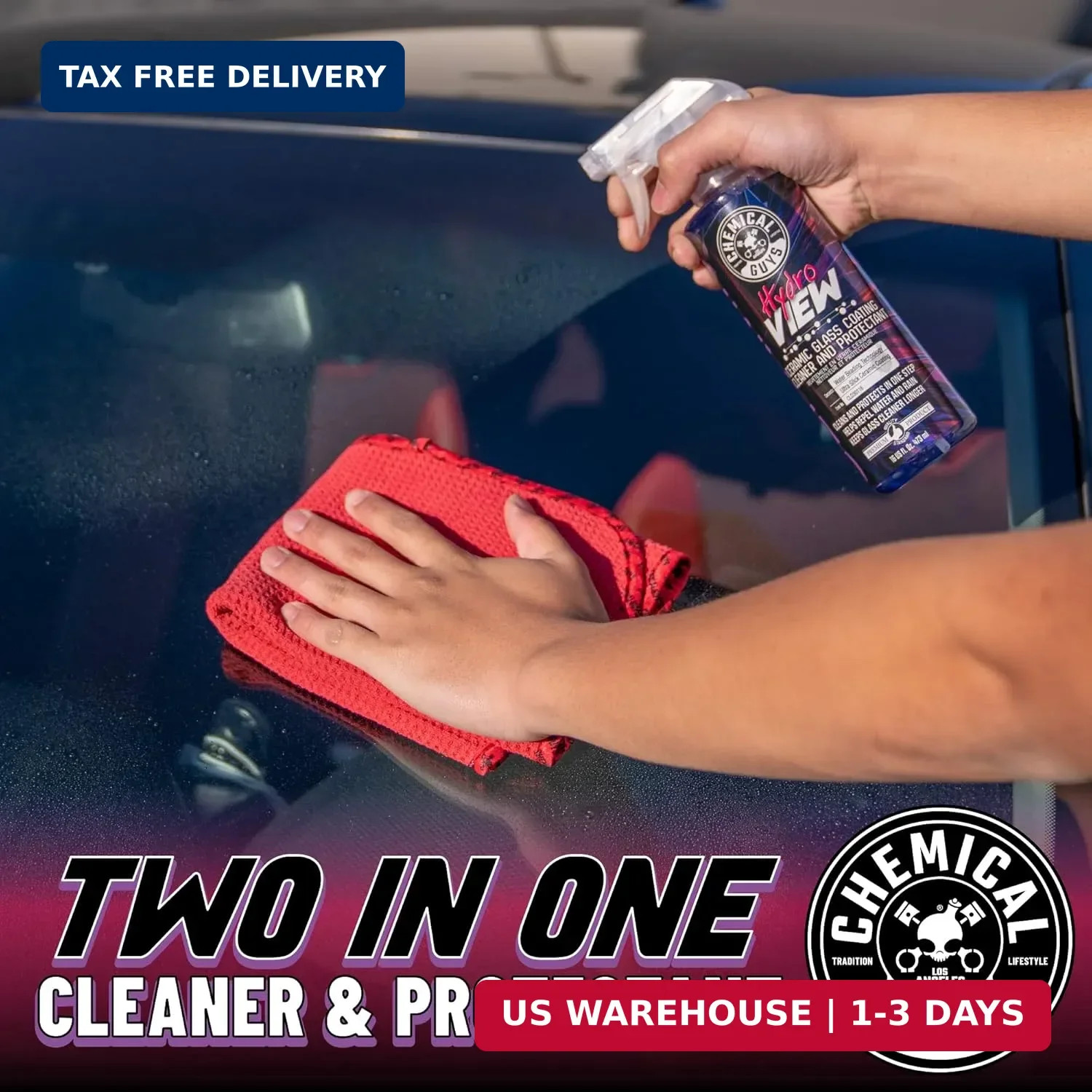 Chemical Guys HydroView Ceramic Glass Cleaner & Coating – Cleans & Adds Hydropho