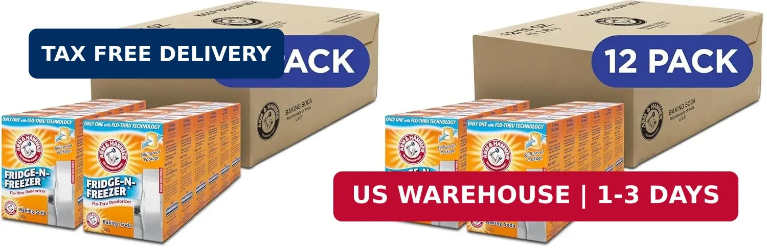 Arm & Hammer Baking Soda Fridge-n-Freezer Odor Absorber, Orange 14 oz, Pack of 2