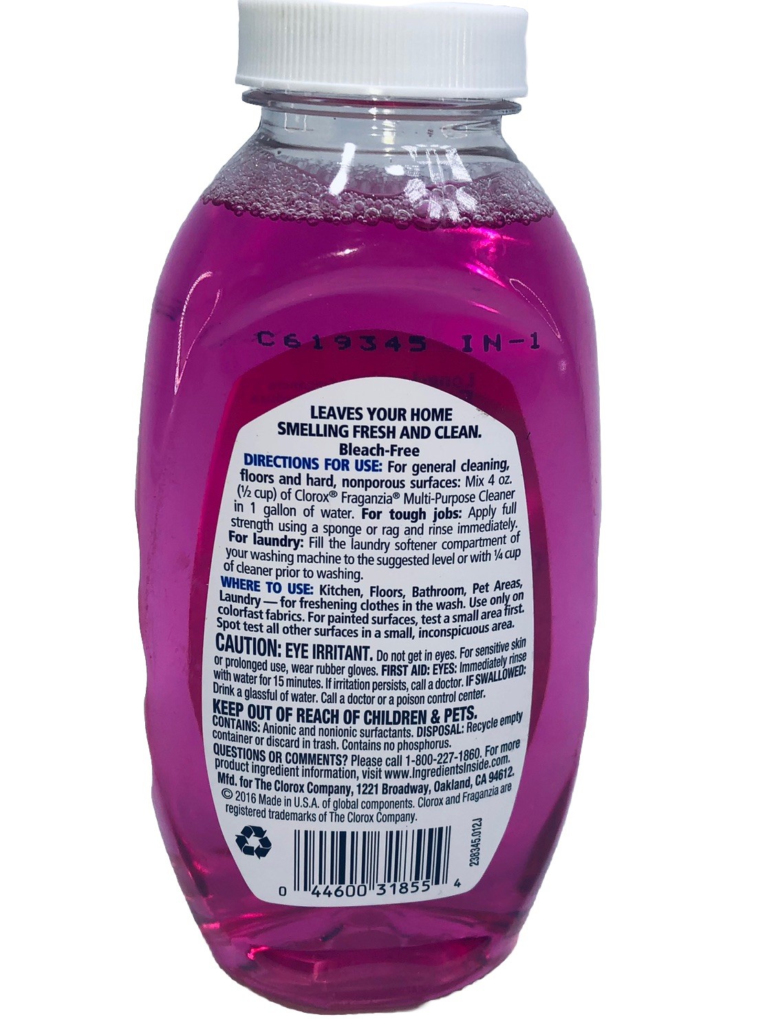 Clorox Fraganzia Spring Multi-Purpose Liquid Cleaner 10.75oz Blt Concentrated