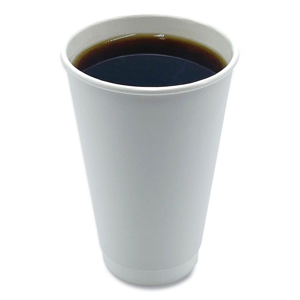 Boardwalk DW16HCUPPK 16 oz Double-Walled Paper Hot Cups – White (25/PK) New