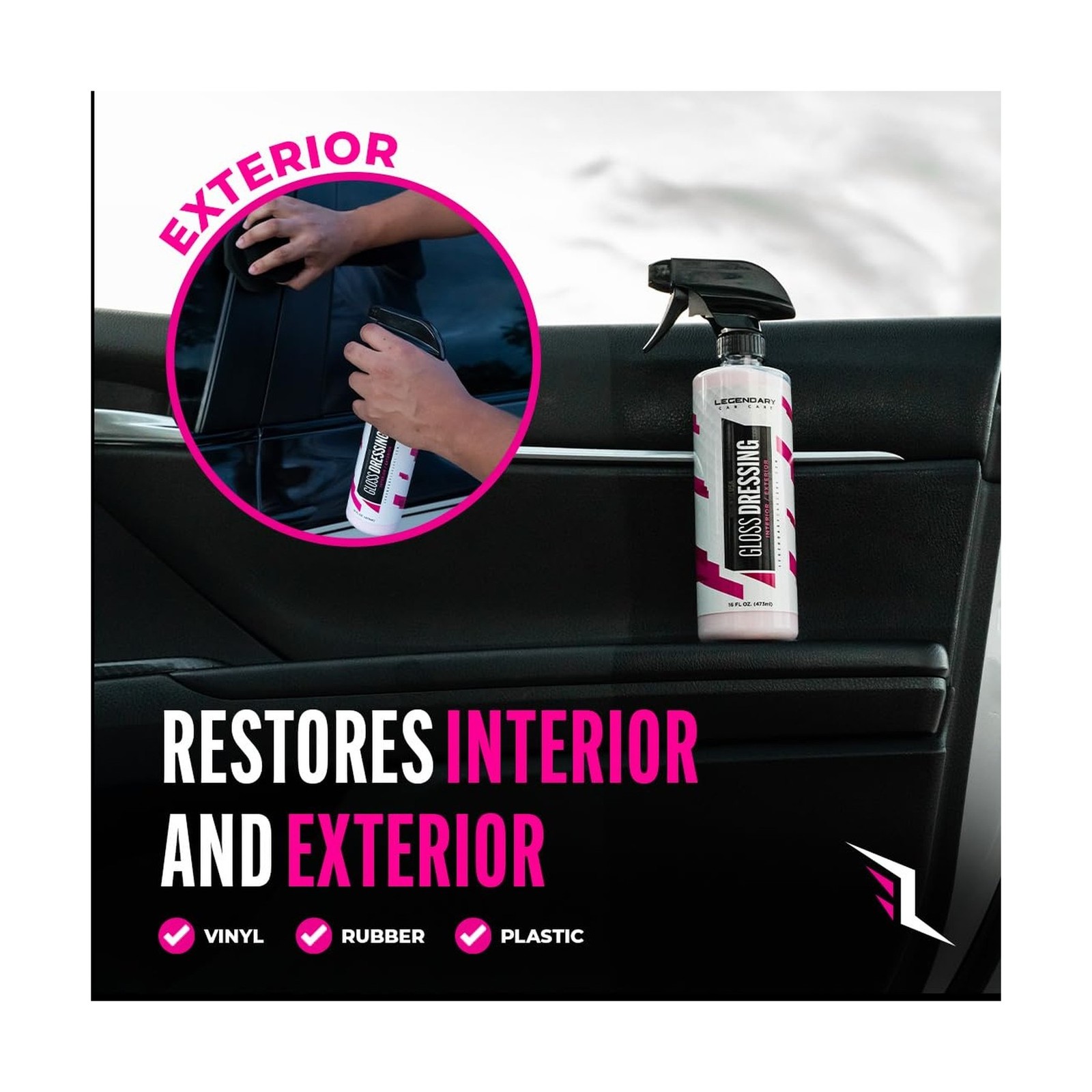 Legendary Gloss Dressing 16oz – Tire Shine Spray & Plastic Restorer – Wate