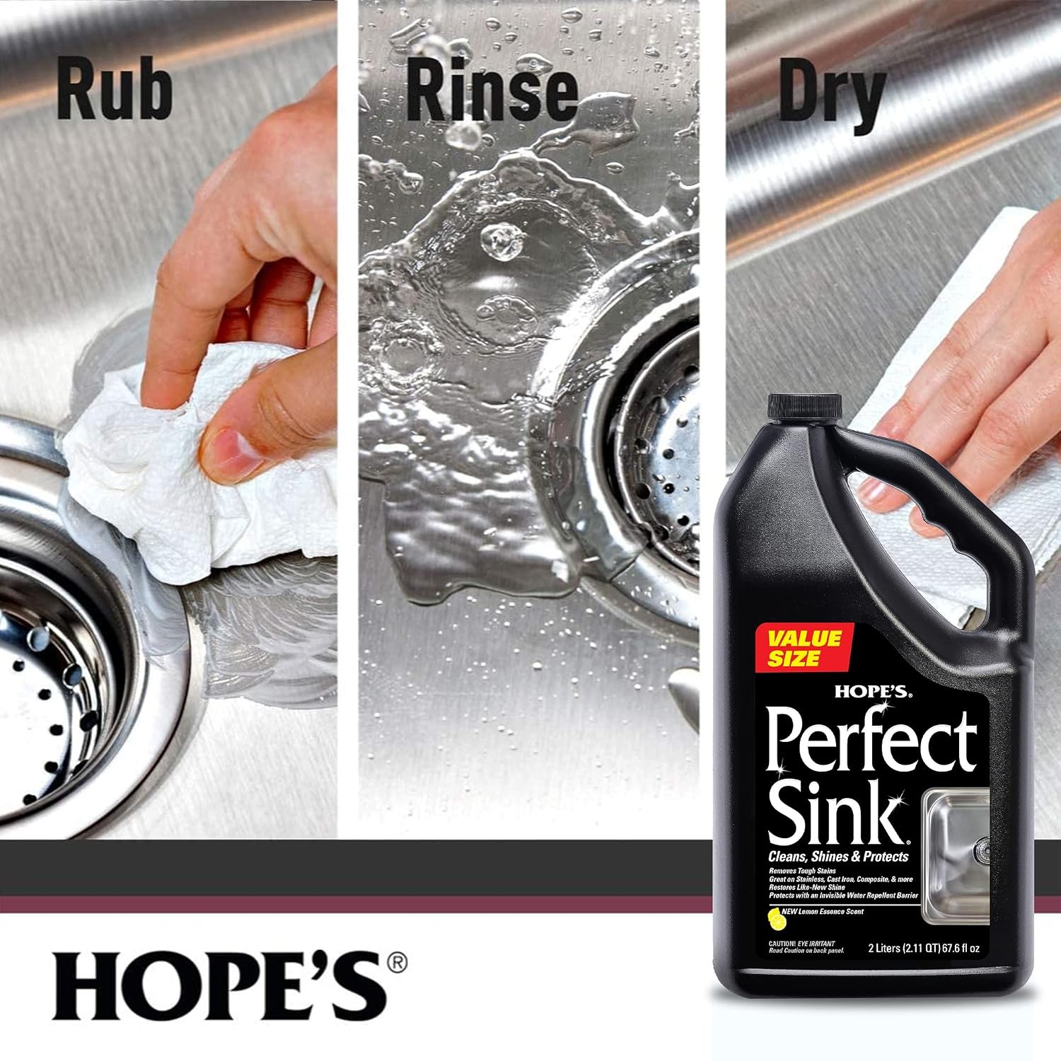 HOPE’S Perfect Sink Cleaner and Polish, Restorative, Water-Repellant, Removes St