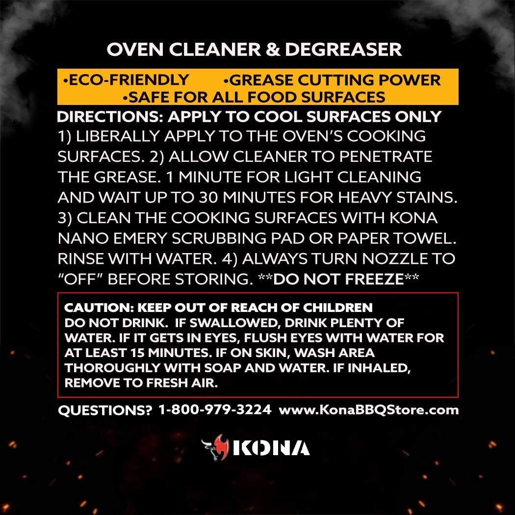 Kona Oven Cleaner Spray – Degreaser – No Drip – Safe/Clean – Eco-Friendly