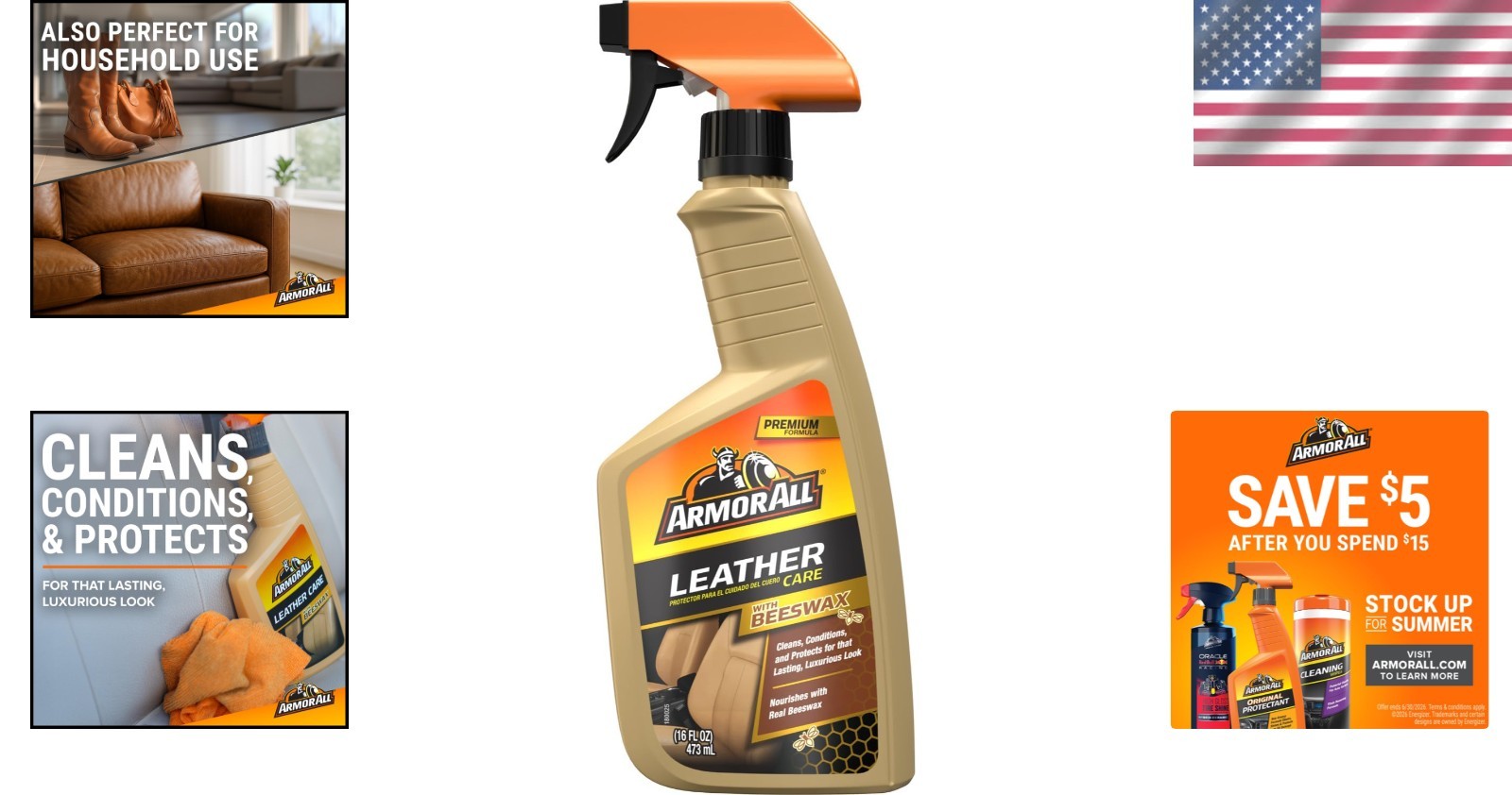 Clean, Condition & Protect Leather – 16 Oz Beeswax Spray for Auto Interiors