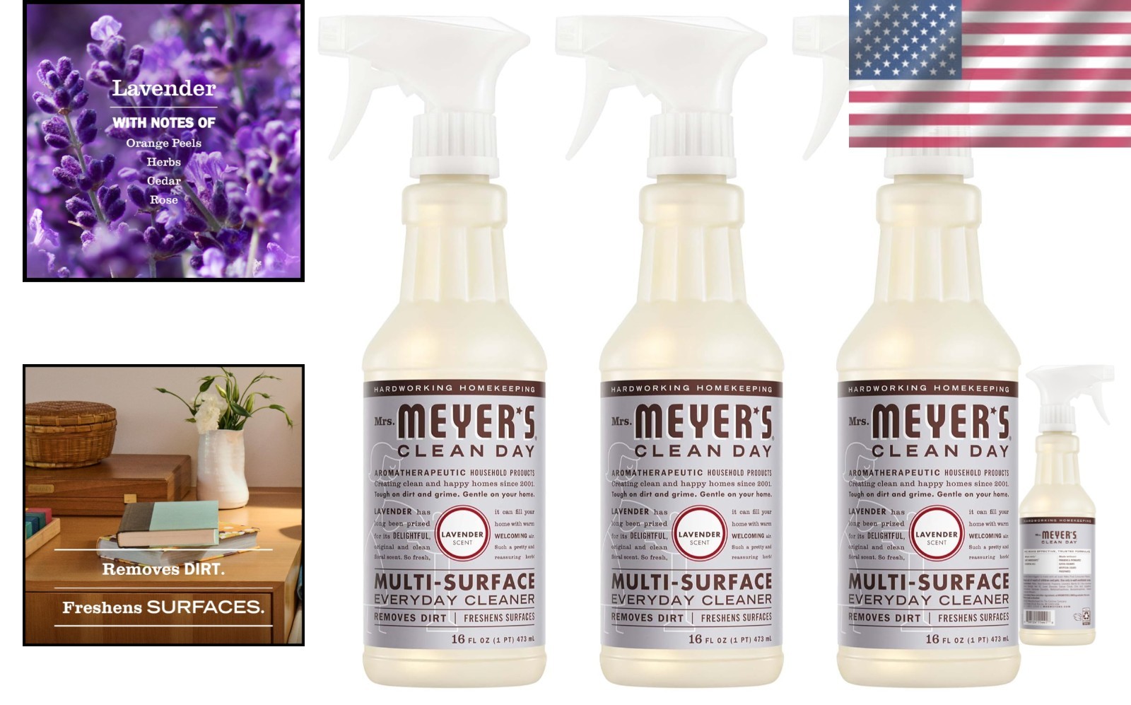 Eco-Friendly Lavender Multi-Surface Cleaner – 3 Pack, 48 Fl Oz | Mrs. Meyer’s