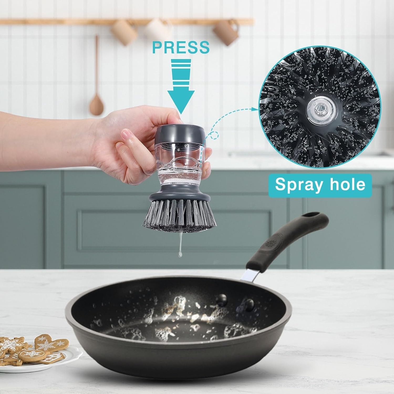 Soap Palm Brush Storage Set, 1 Piece Kitchen Brush with Bracket for Cleaning …