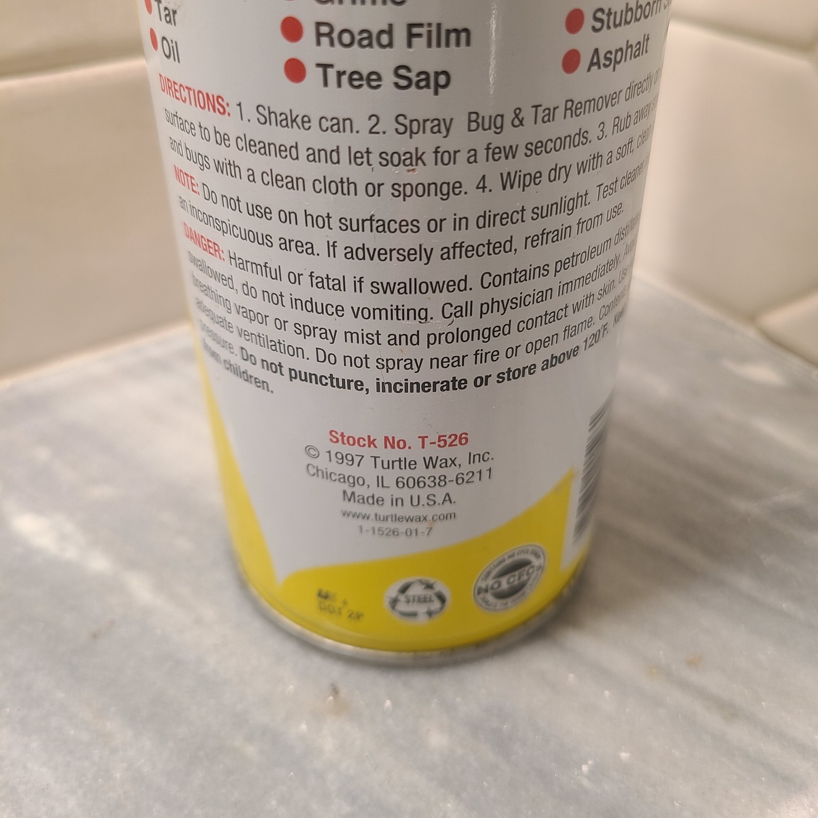 Vintage 1997 Turtle Wax Bug & Tar Remover Spray 3/4 Full