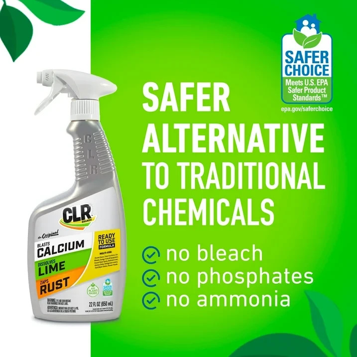 CLR Calcium Lime and Rust Remover EPA Safer Choice 22 oz Spray (2 Pack)