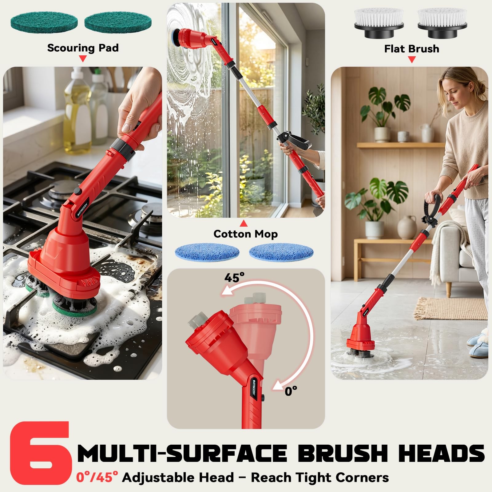 2 in 1 Electric Spin Scrubber Compatible with Milwaukee 18V Battery (Tool Onl…